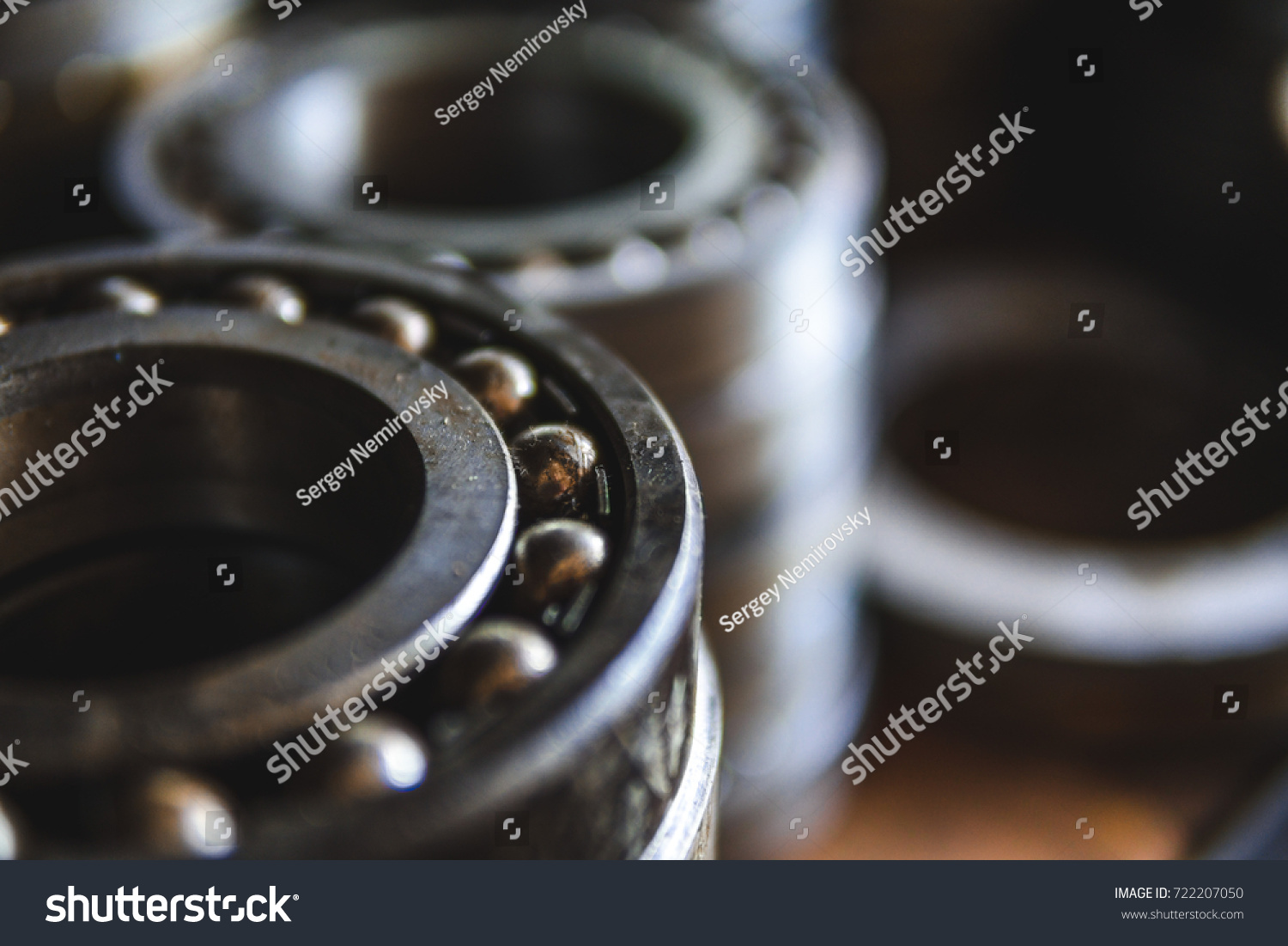 Machinery concept. Set of various gears and ball bearings old and new #722207050
