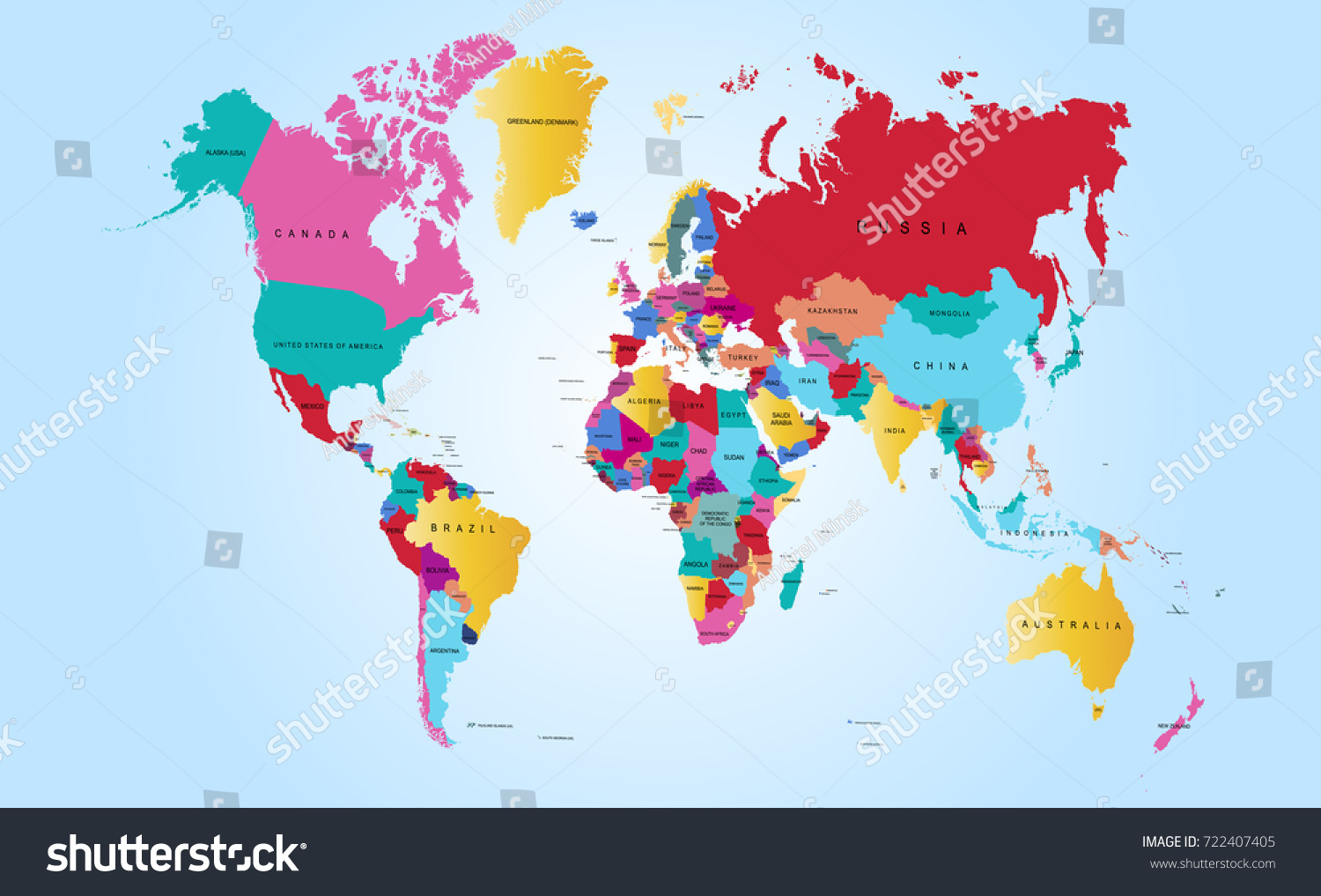 color world map - Royalty Free Stock Vector 722407405 - Avopix.com