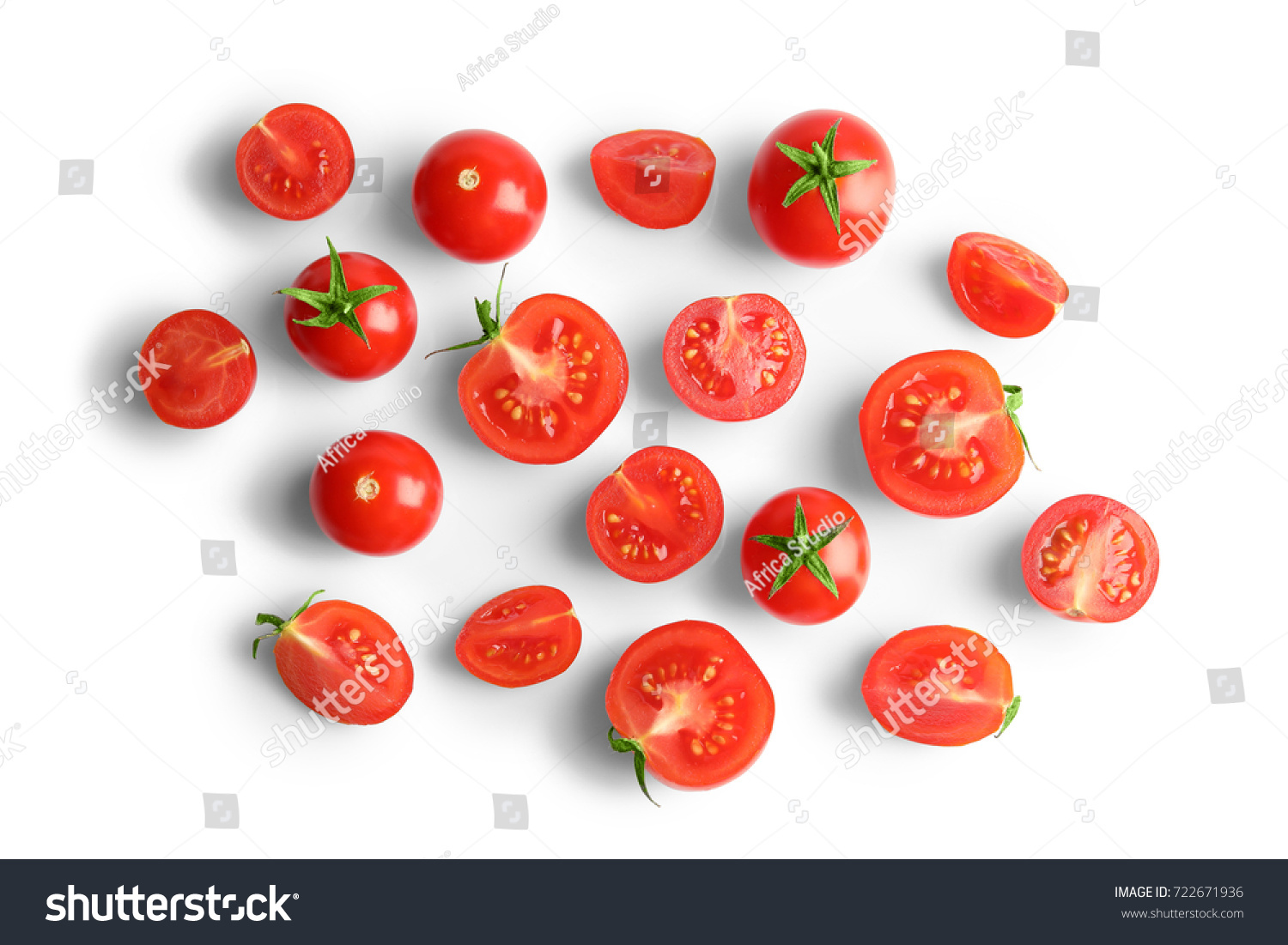 Fresh cherry tomatoes on white background #722671936