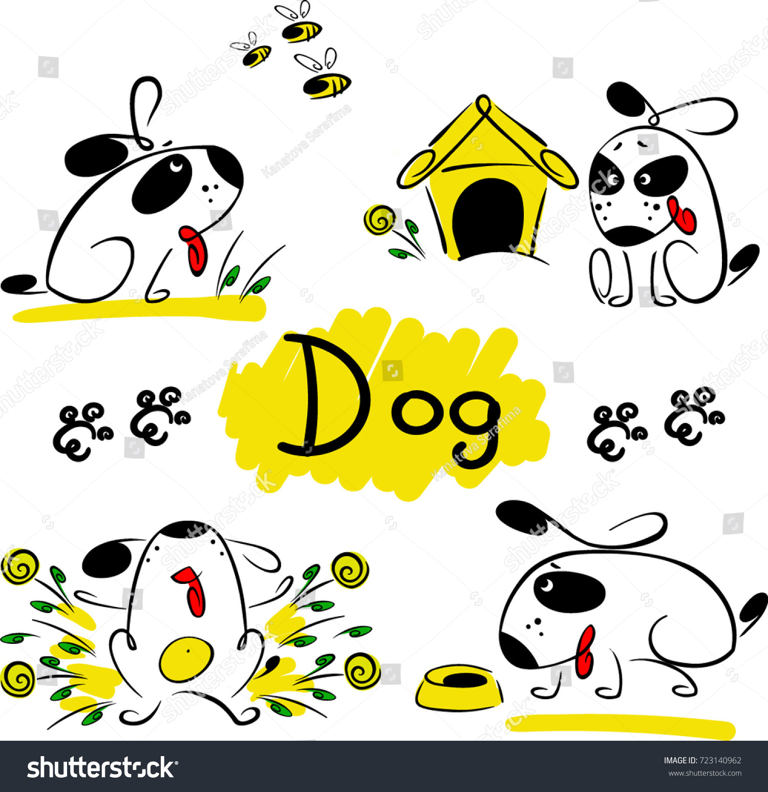 Dog drawn with lines and spots - Royalty Free Stock Vector 723140962 ...