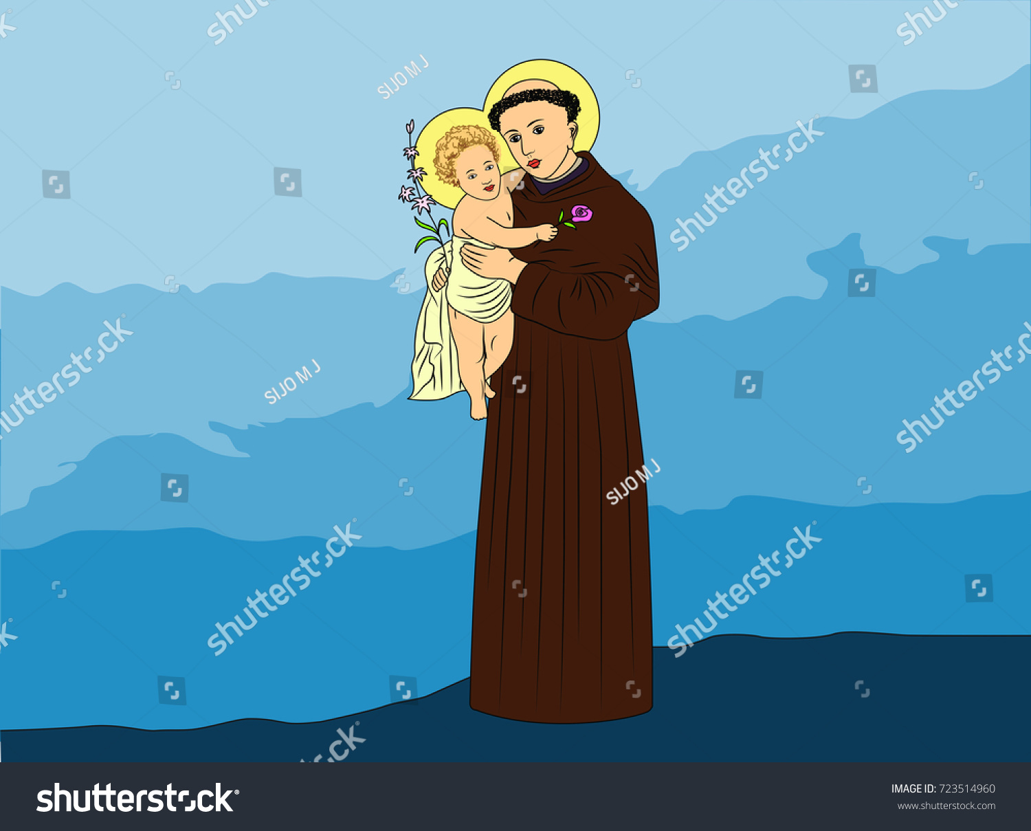 Saint Anthony with Jesus prayer card - Royalty Free Stock Photo ...