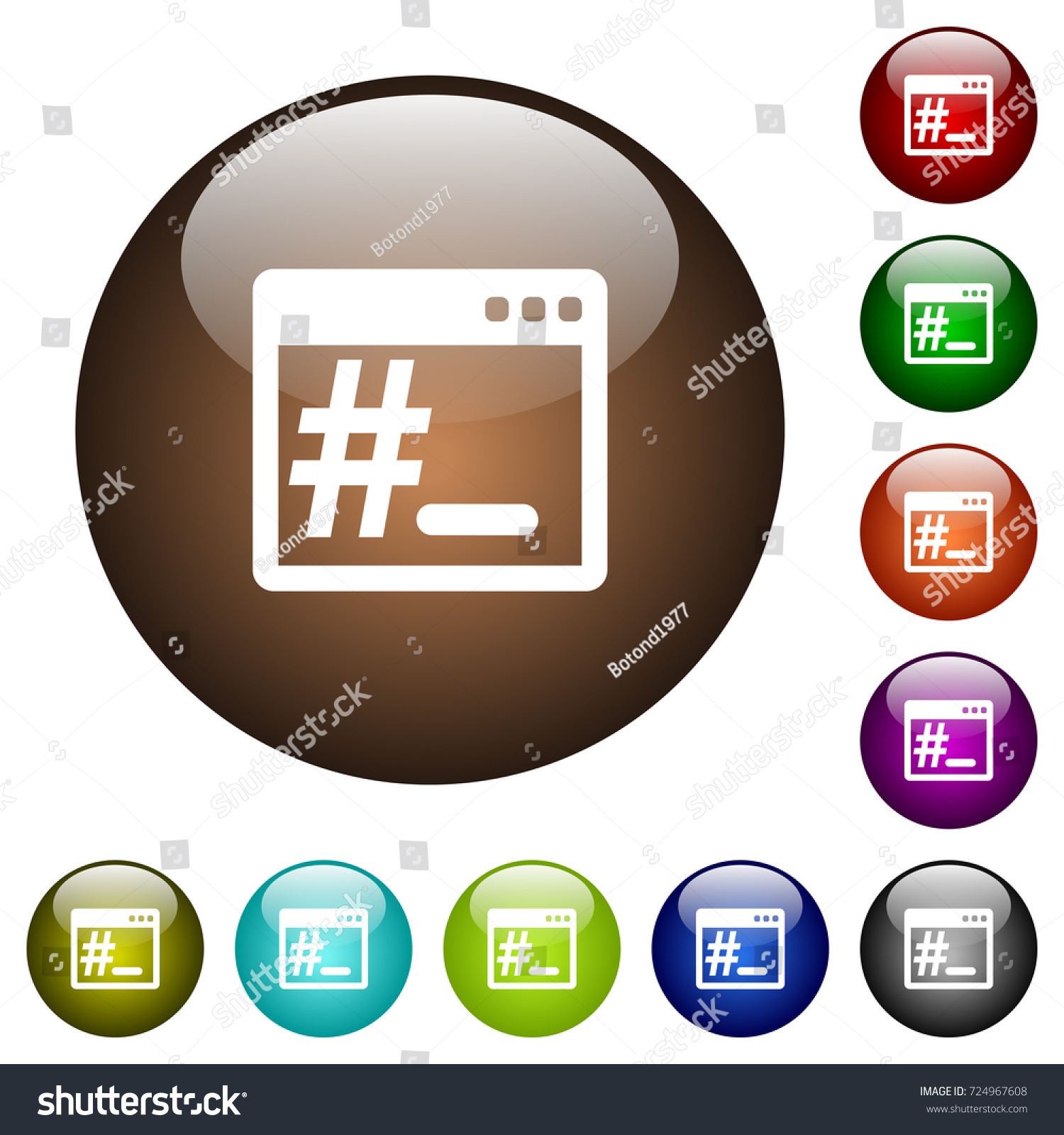 Linux root terminal white icons on round color - Royalty Free Stock ...