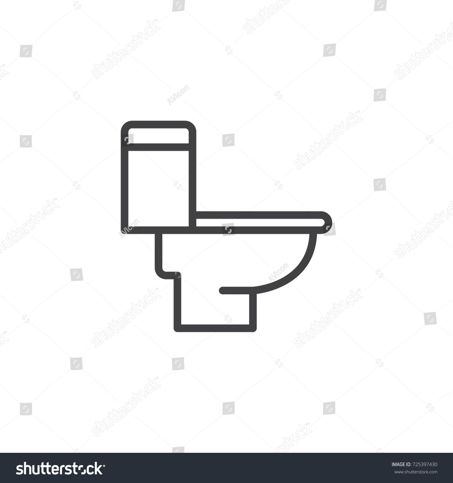 Toilet bowl line icon, outline vector sign, linear style pictogram isolated on white. WC symbol, logo illustration. Editable stroke #725397430