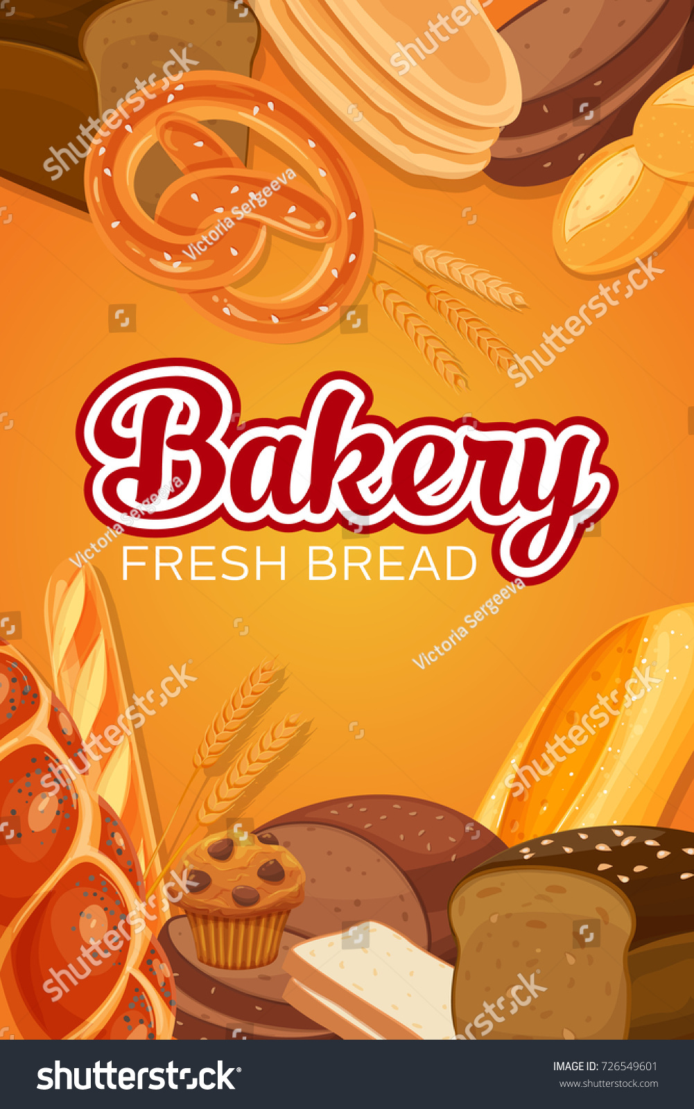 Poster Template With Bread Products. Rye Bread - Royalty Free Stock 