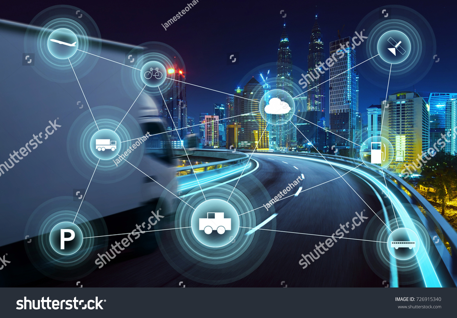 Morden city and smart transportation and intelligent communication network of things ,wireless connection technologies for business . #726915340