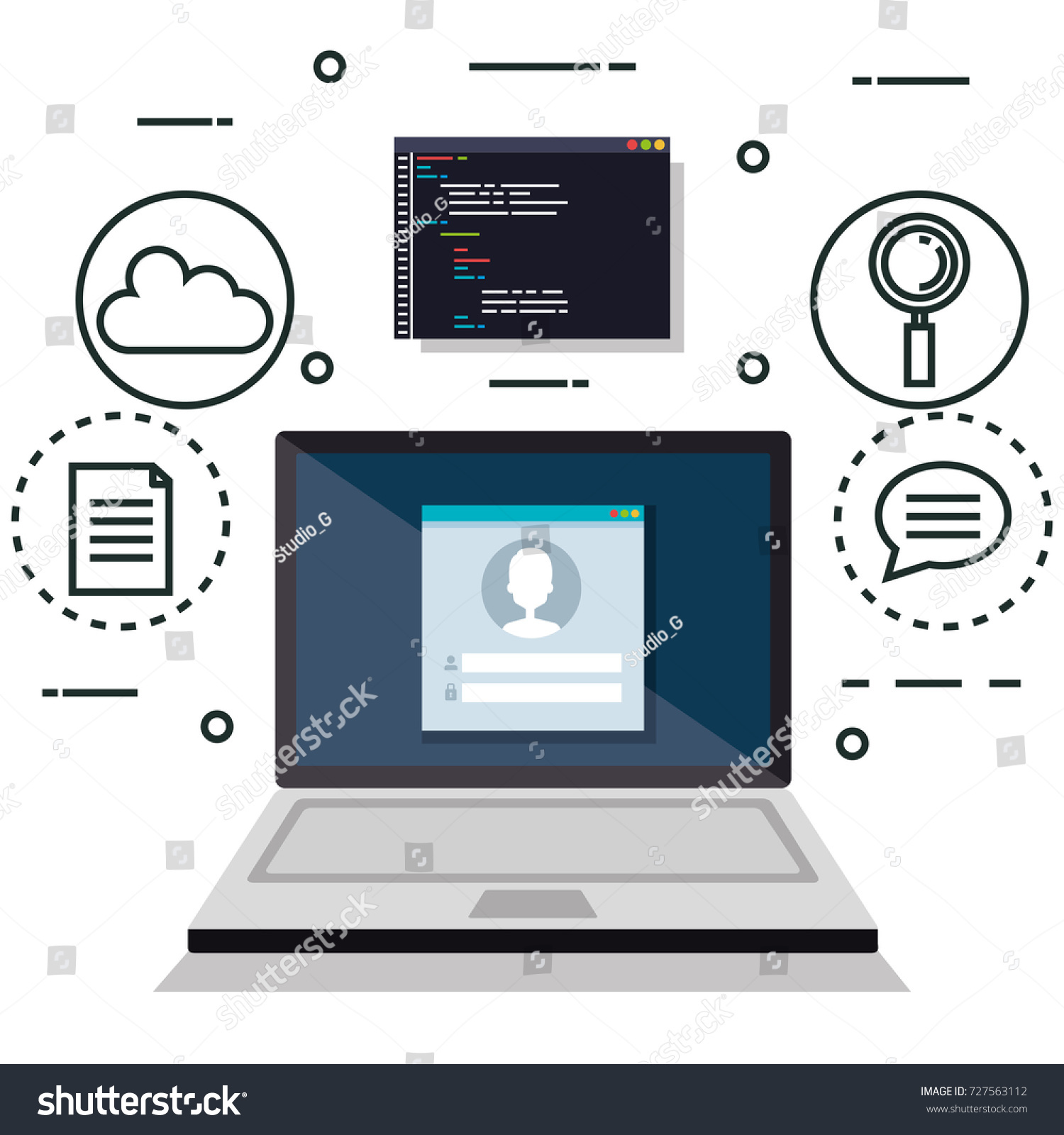 Programming Languages Set Icons - Royalty Free Stock Vector 727563112 ...