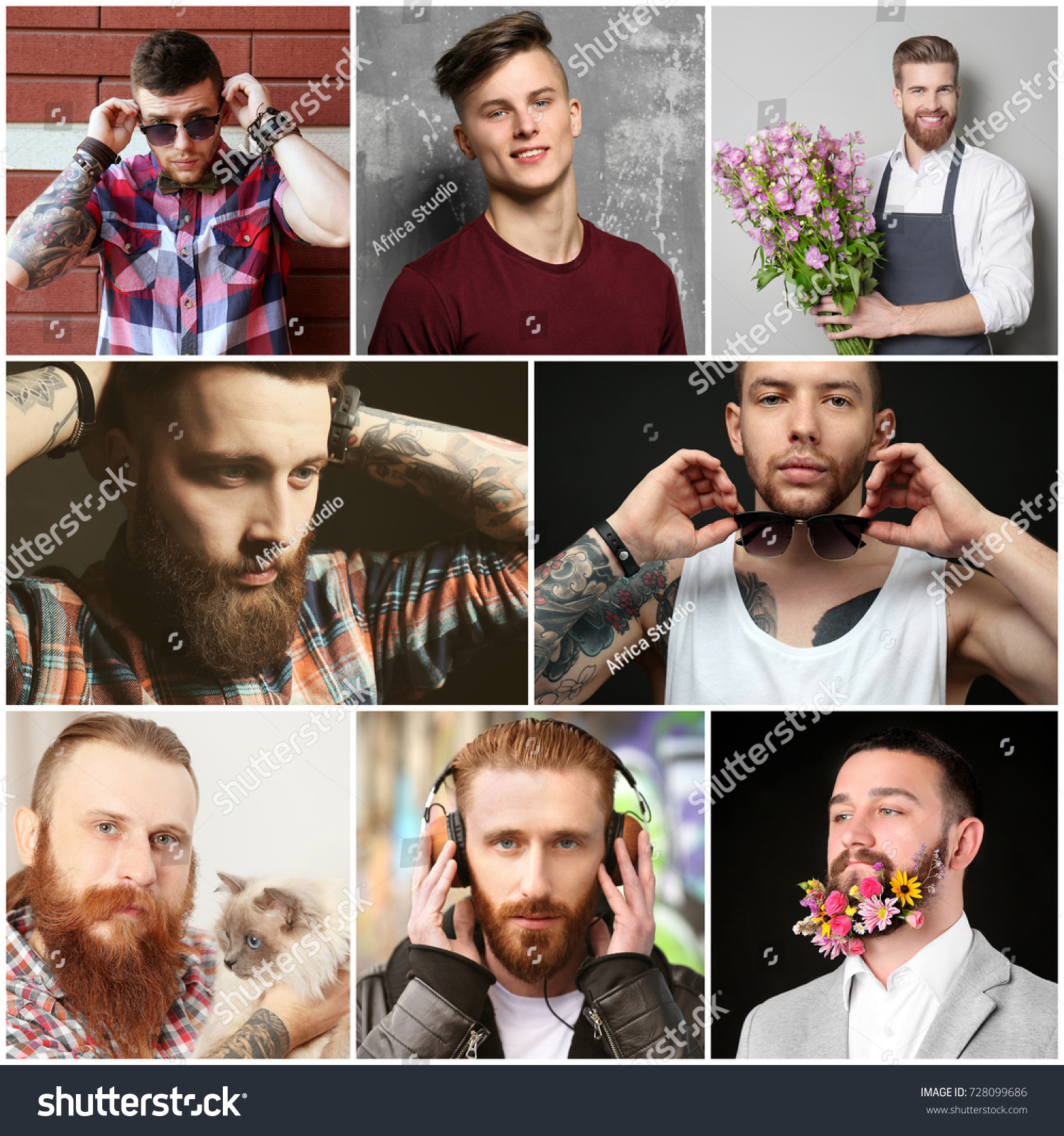 Collage with stylish young men #728099686