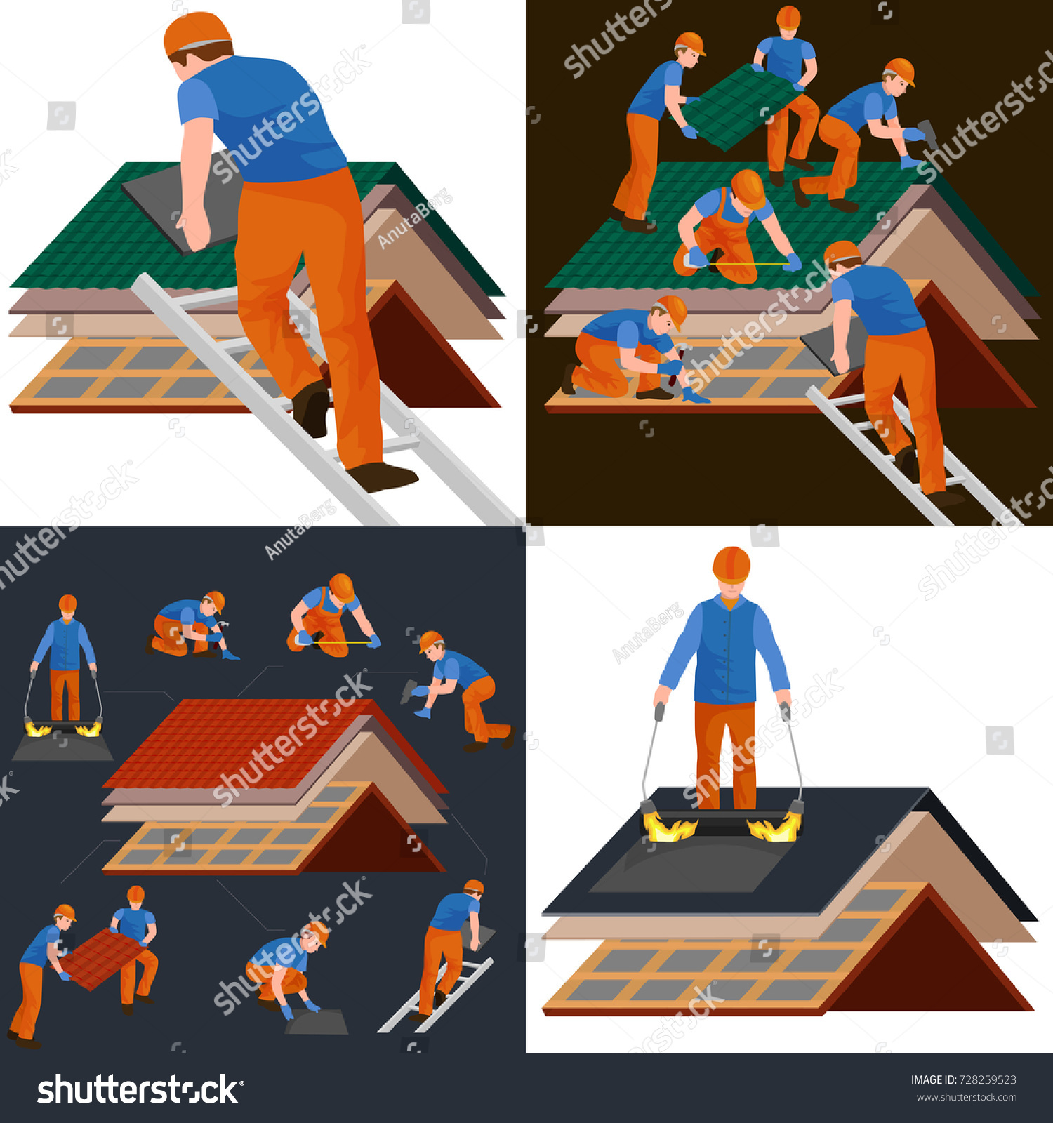 roof construction worker repair home, build - Royalty Free Stock Photo ...