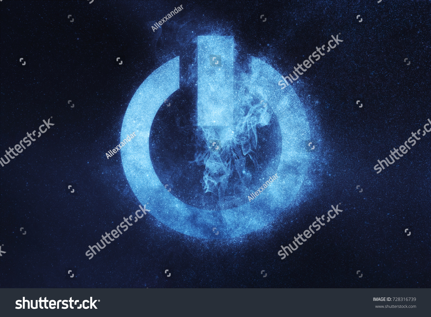 Power button sign, Power Button symbol. Abstract night sky background #728316739