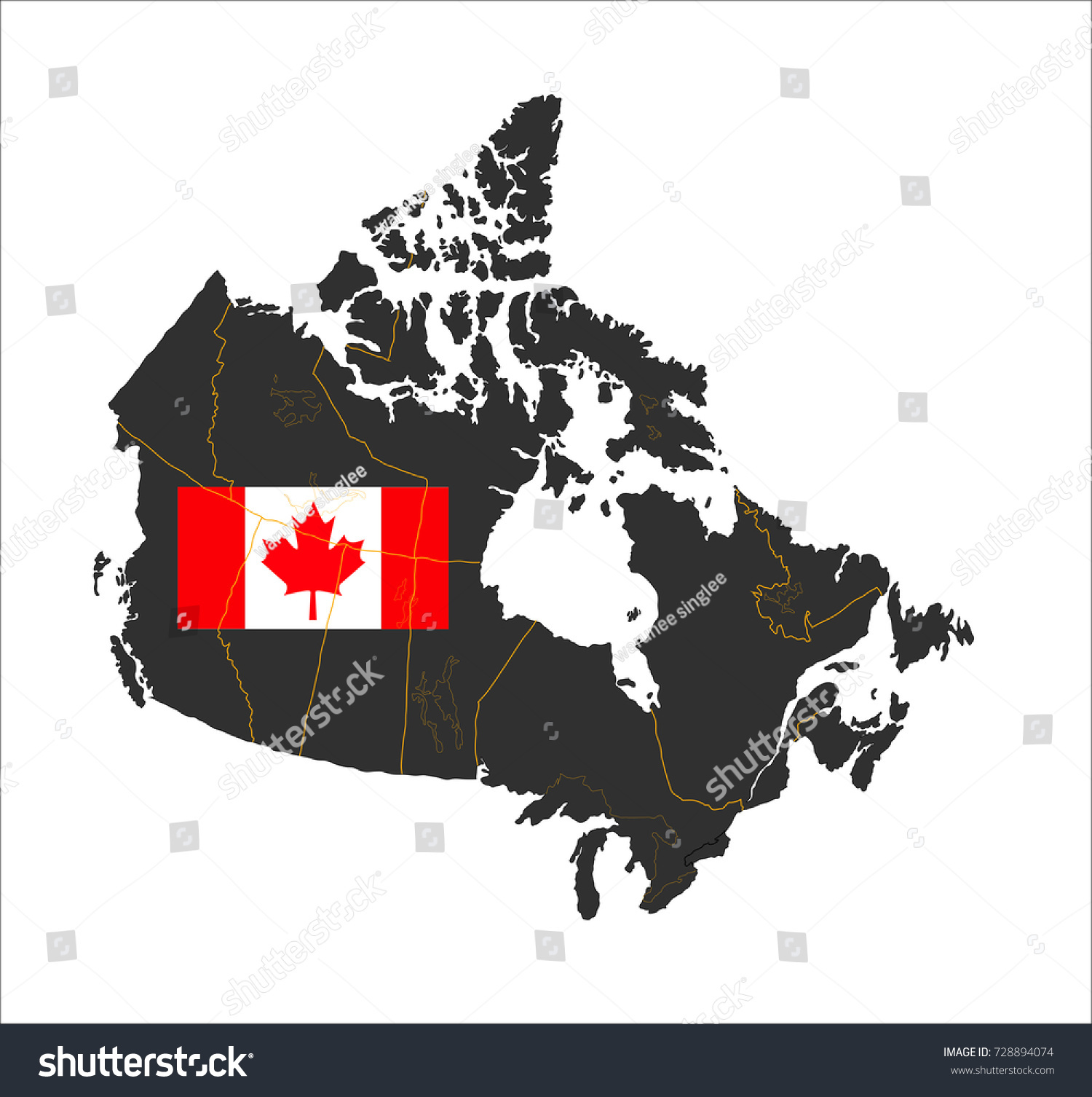 Grey map of Cannada and national flag. - Royalty Free Stock Vector ...