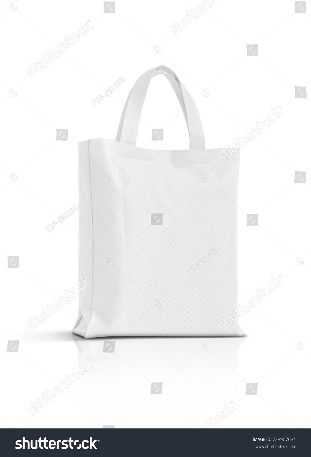 blank white fabric canvas bag for shopping isolated on white background #728907634