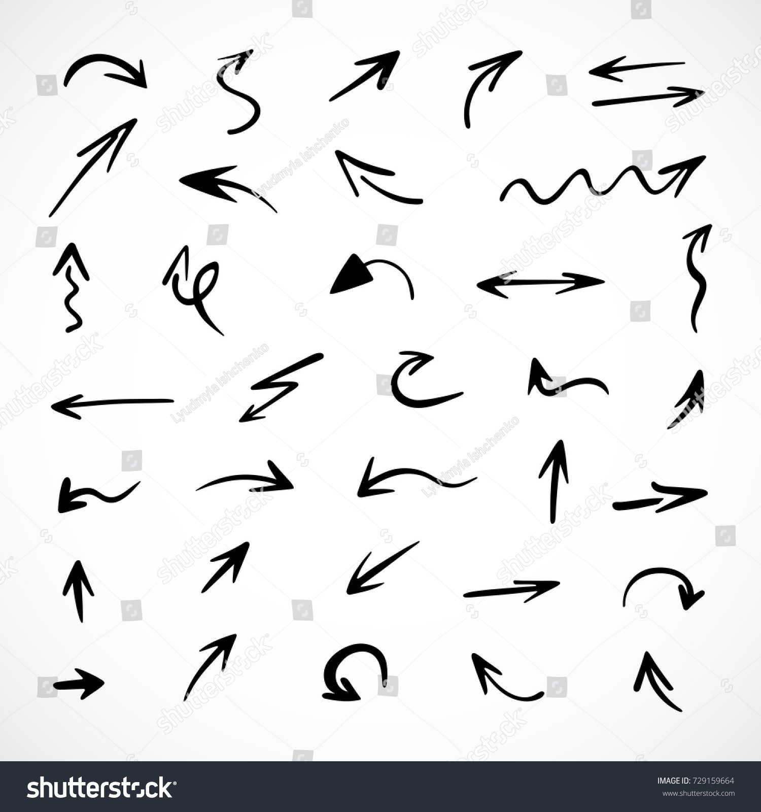 hand-drawn arrows, vector set #729159664