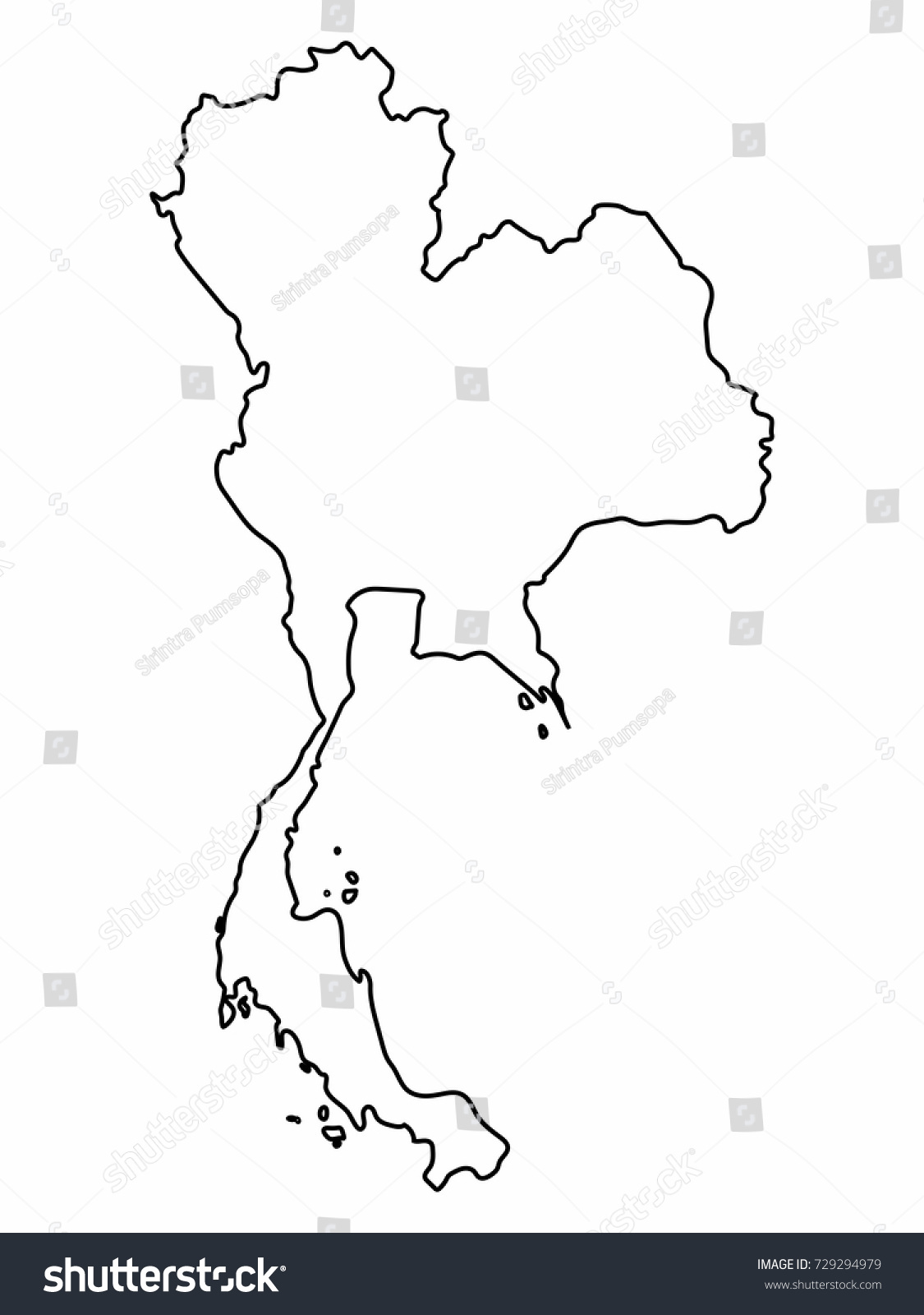 Thailand Map Outline Graphic Freehand Drawing On Royalty Free Stock Vector Avopix Com