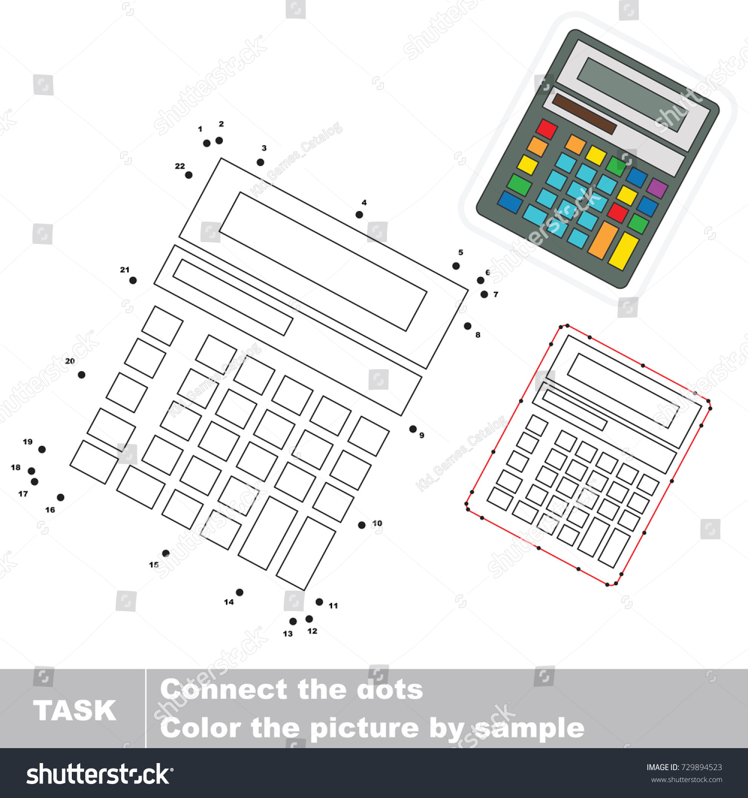 Calculator. Dot to dot educational game for kids Royalty Free Stock