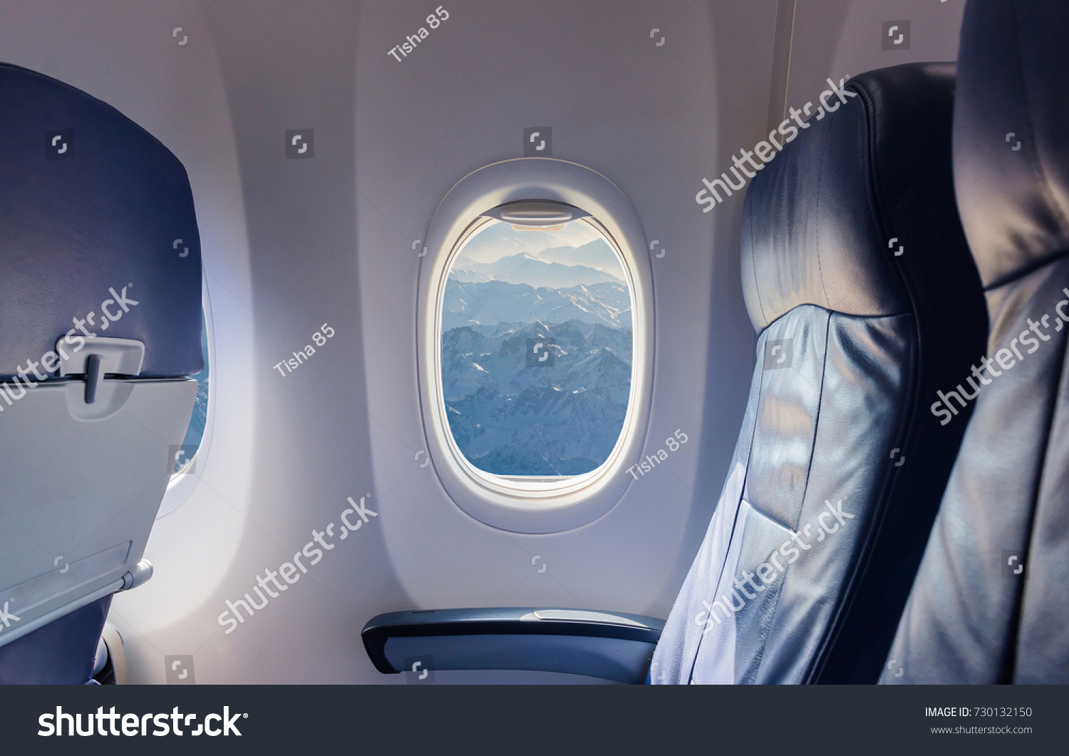 empty seat airplane and window view inside an aircraft #730132150