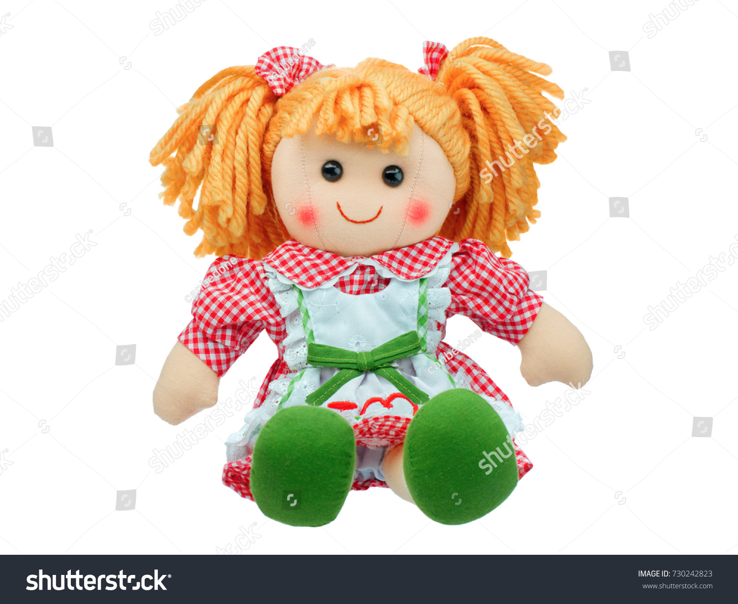 Smiling sit Cute rag doll isolated #730242823