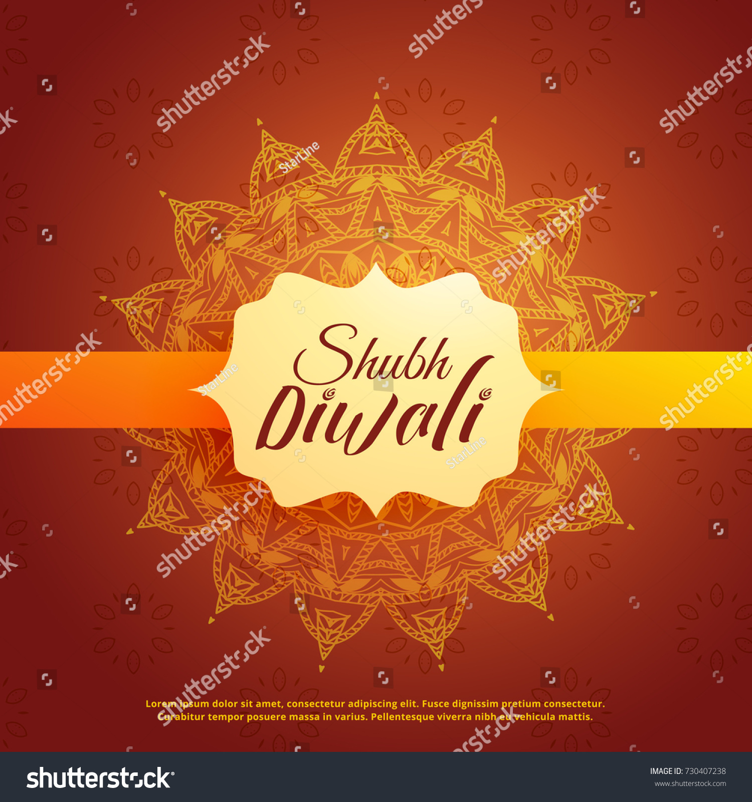 shubh (translation happy) diwali background with mangala decoration #730407238