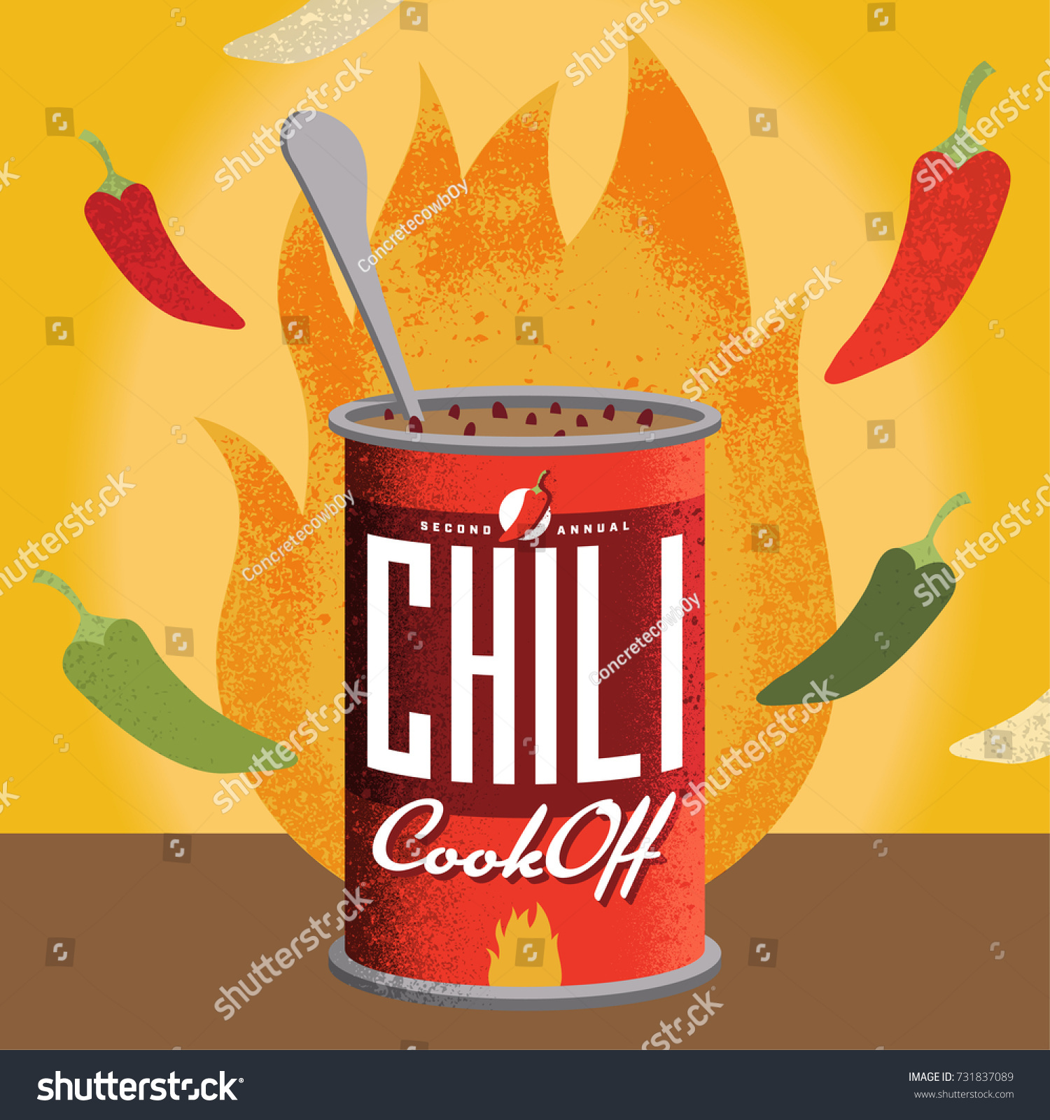 Fully editable vector illustration for a chili cook-off. Perfect for your private event or a corporate setting. Edit text to suit.  #731837089