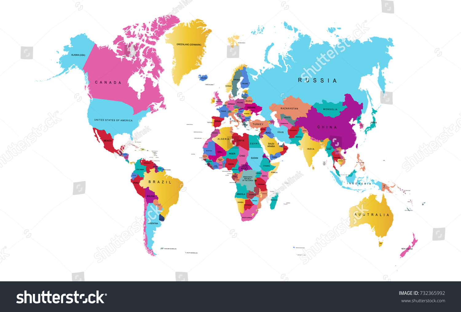 color world map - Royalty Free Stock Vector 732365992 - Avopix.com