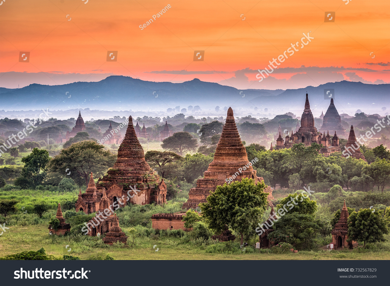 Bagan, Myanmar temples in the Archaeological Zone. #732567829