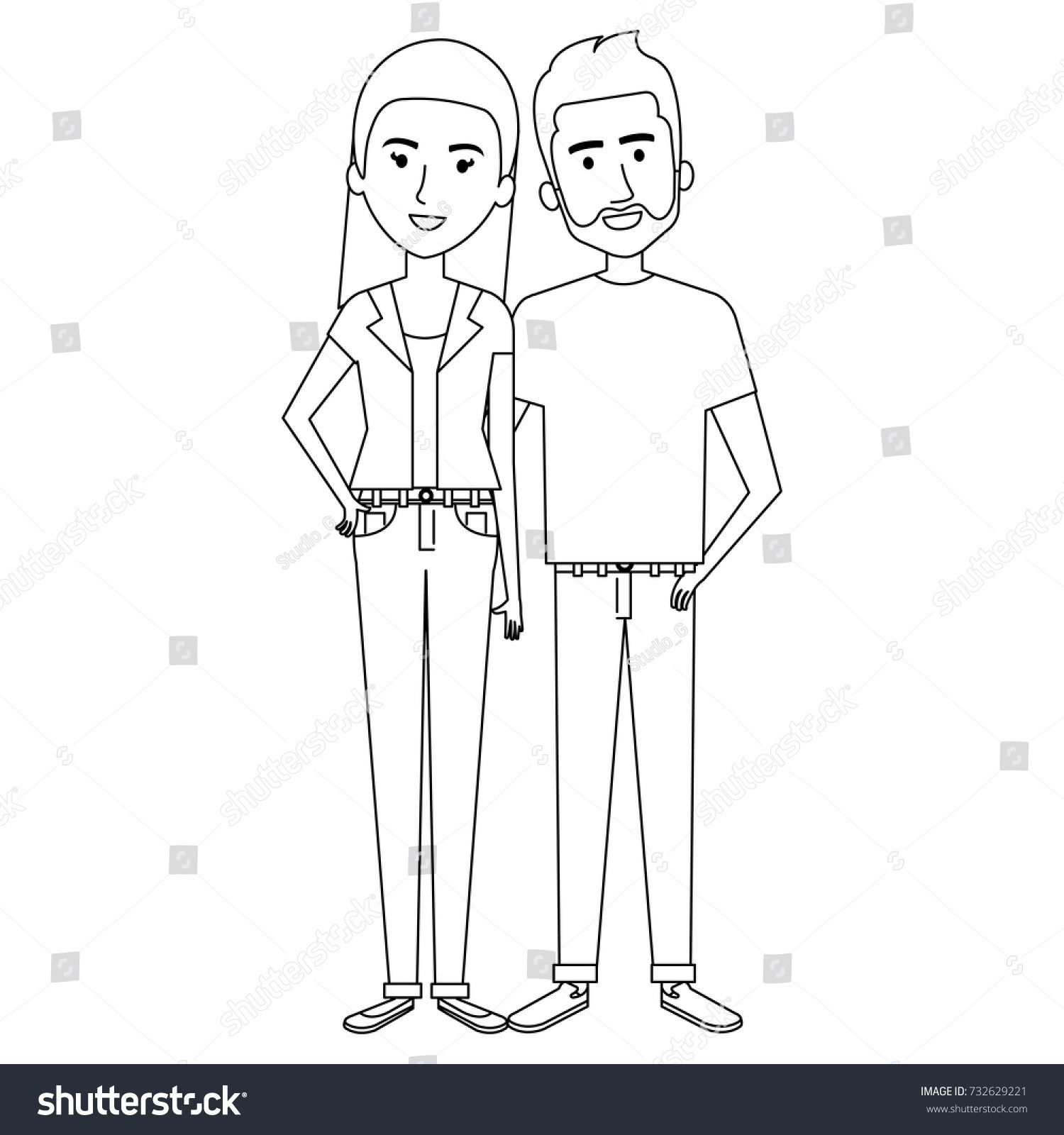 lovers couple avatars character - Royalty Free Stock Vector 732629221 ...