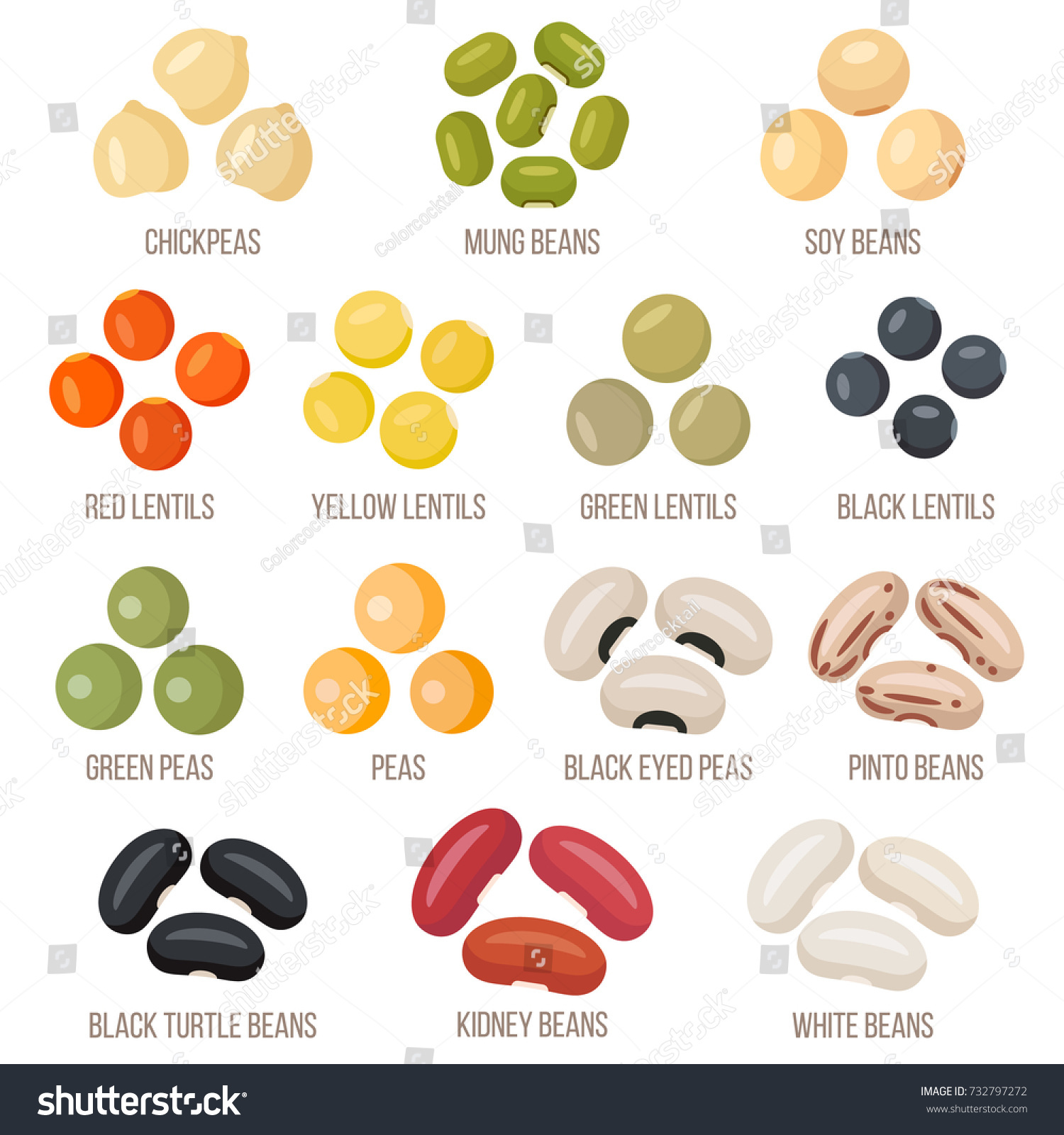Vector set of legumes. Flat style. #732797272
