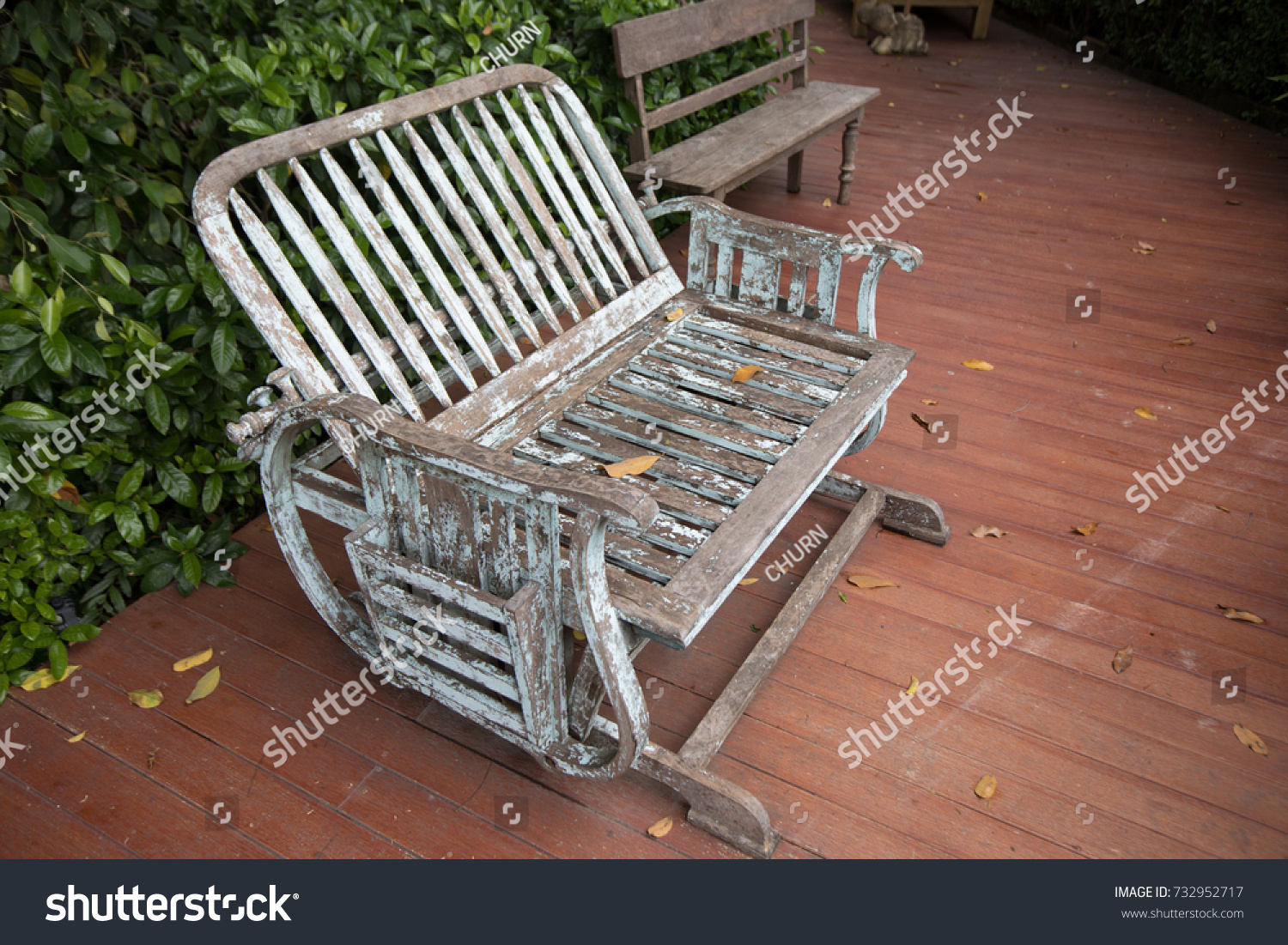 Old wooden chair in the garden #732952717