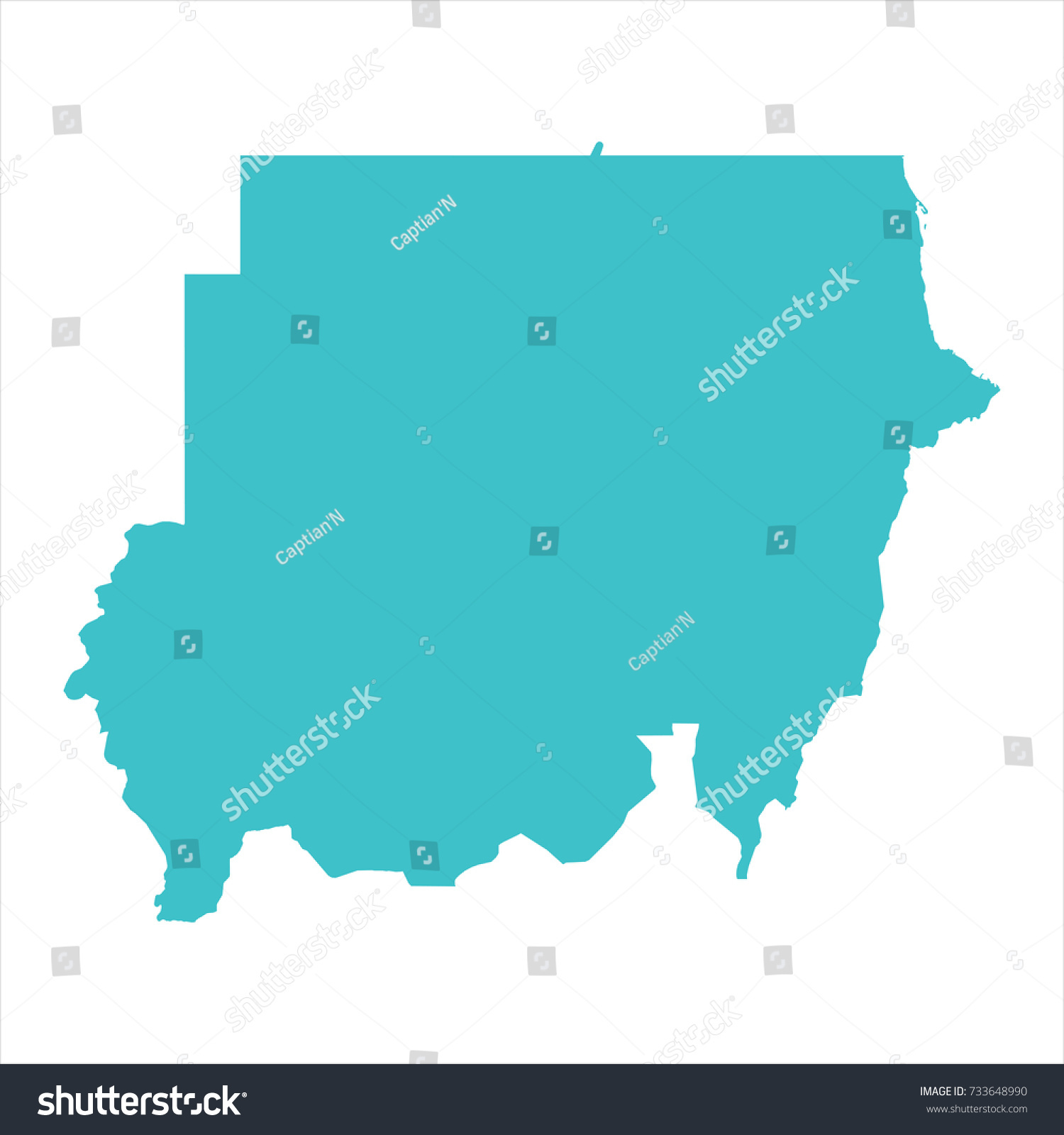High Detailed Blue Map of Sudan isolated on white background. Vector illustration eps 10. #733648990