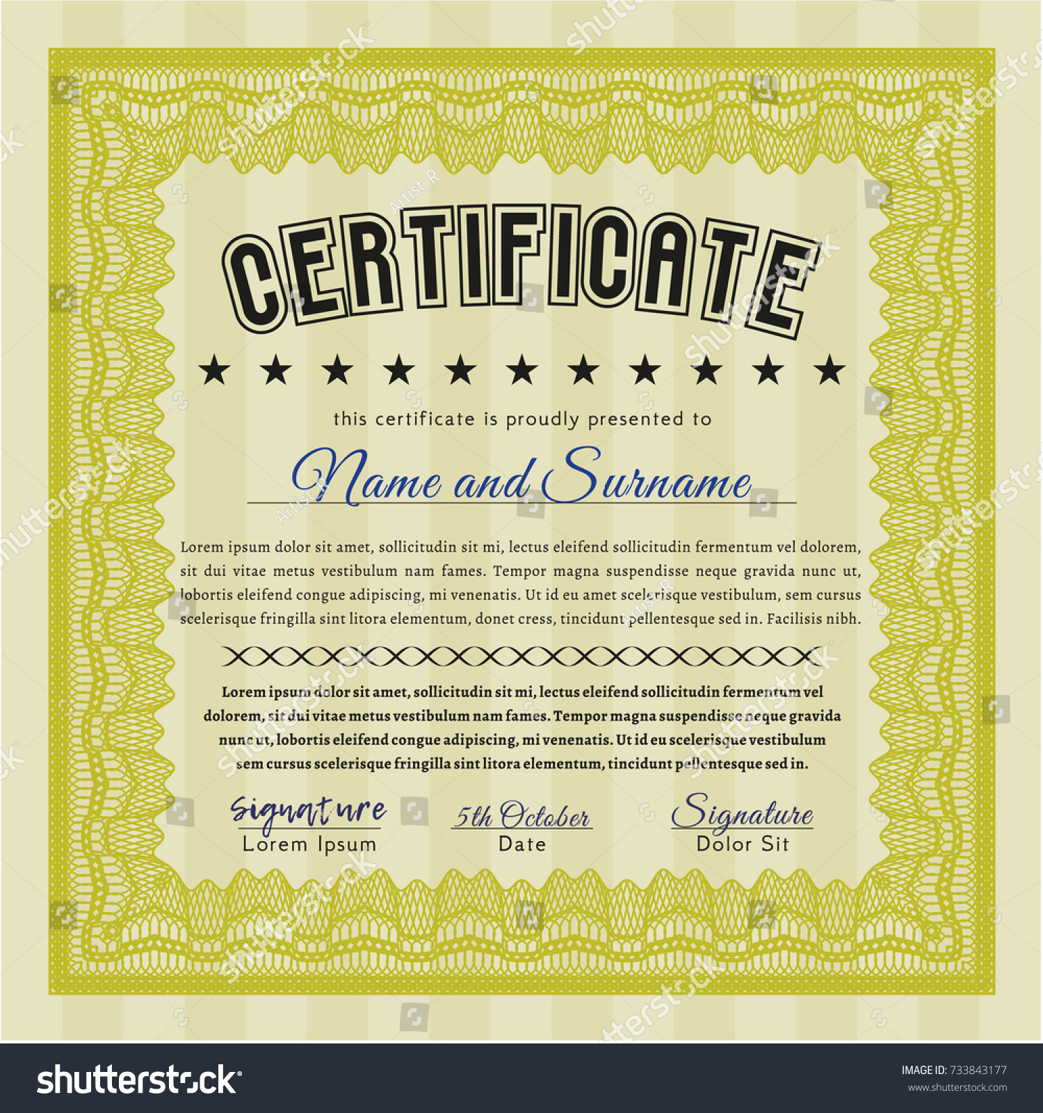 Yellow Sample Diploma. Money Pattern. With great - Royalty Free Stock ...