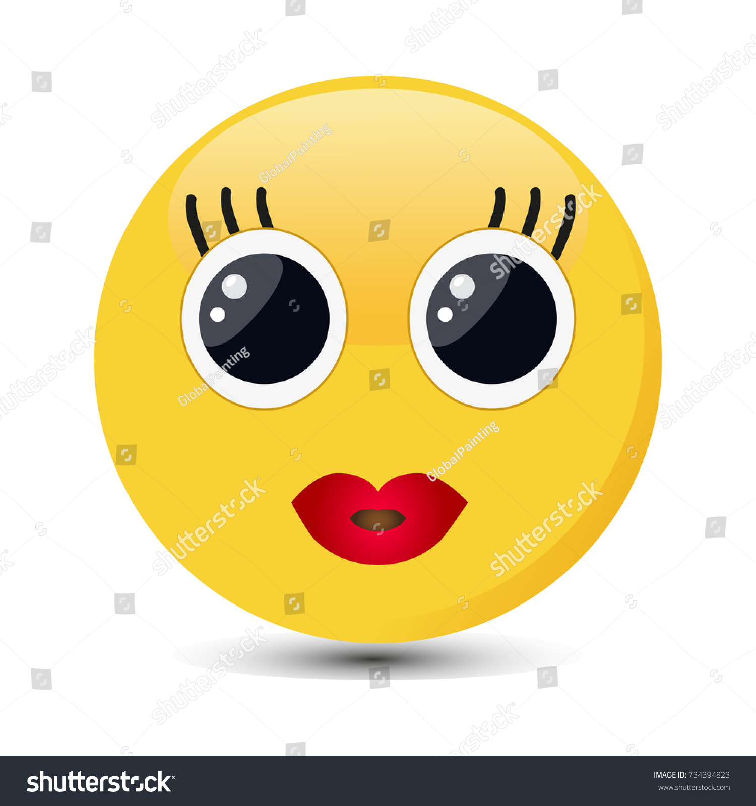 Kiss emoticon with happy eyes. Red lips emoji - Royalty Free Stock ...