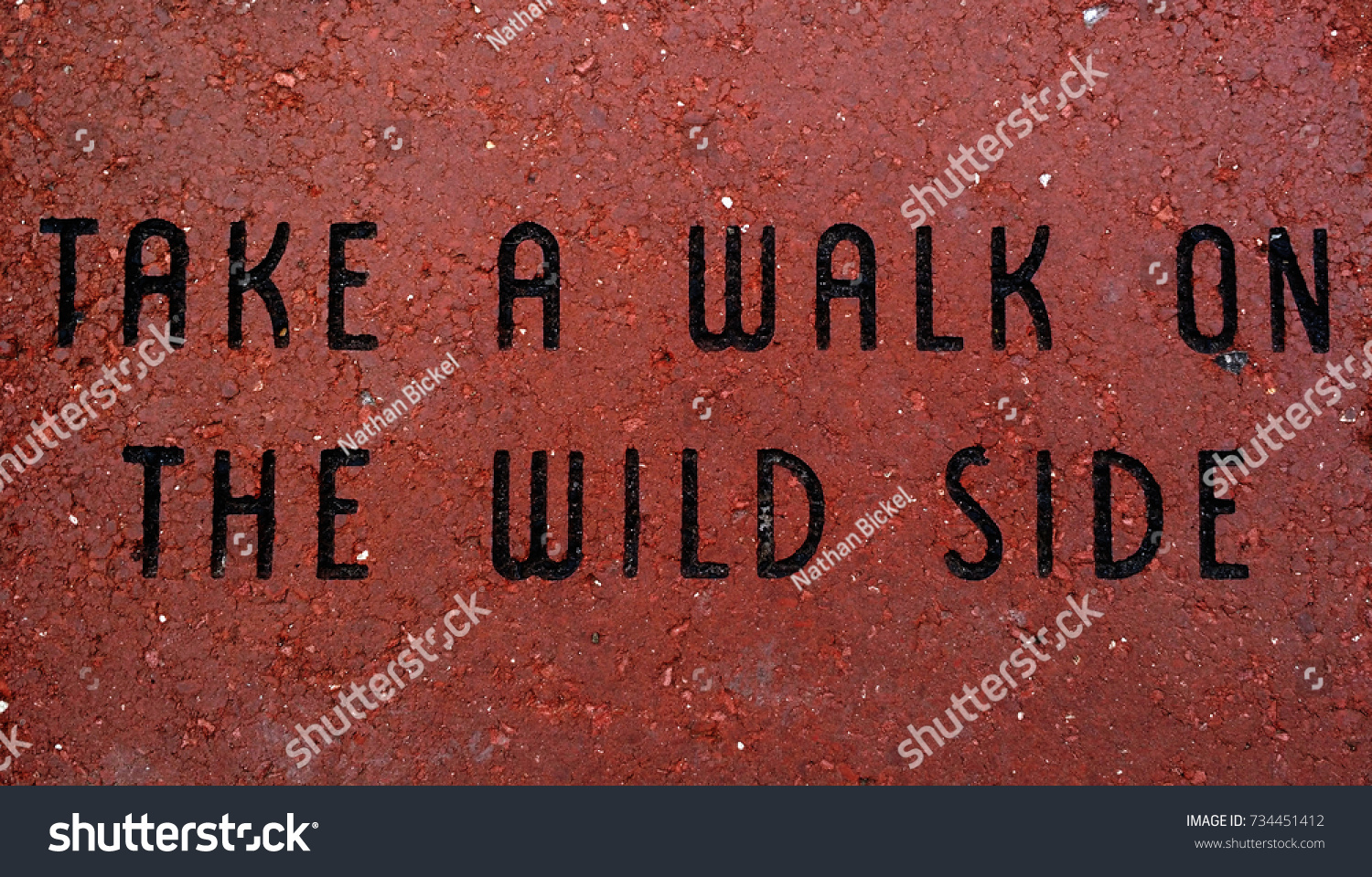 New Experiences Wallpaper. `Take A Walk On The Wild Side` Wallpaper and Background, with statement etched into red brick.  #734451412