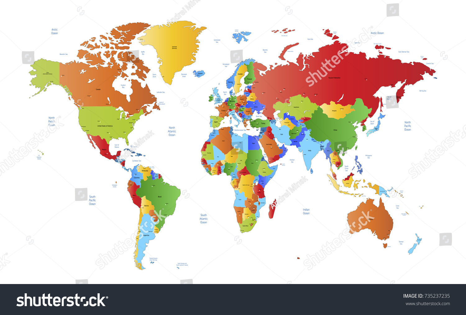 color world map. - Royalty Free Stock Vector 735237235 - Avopix.com