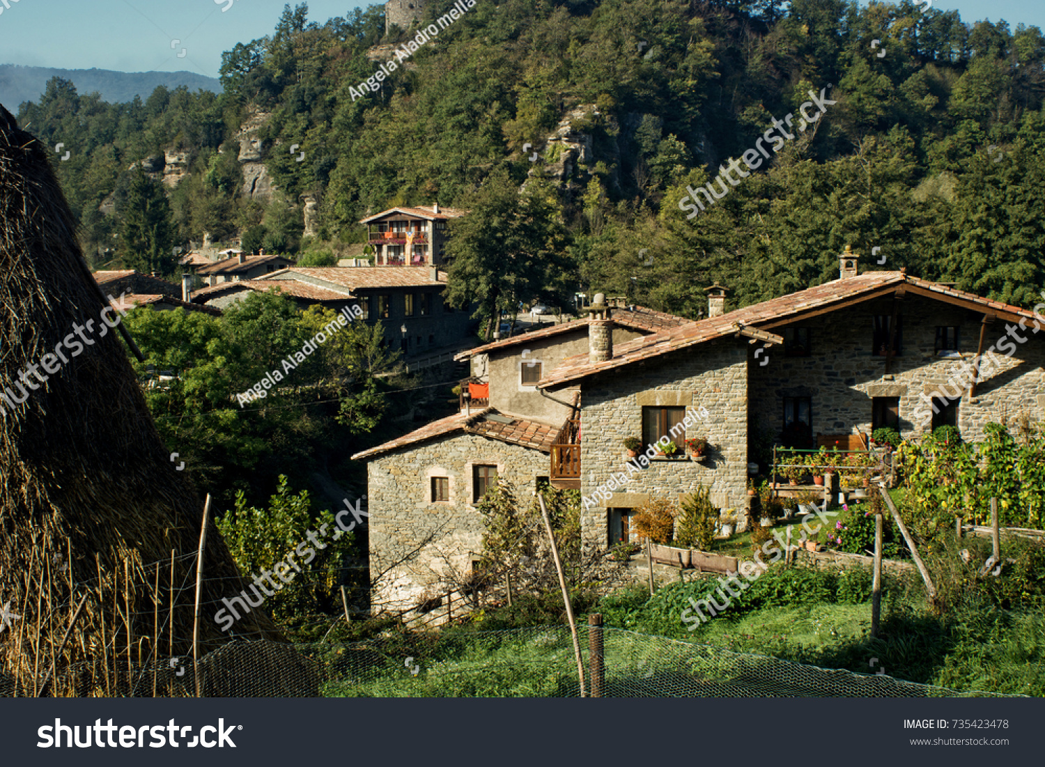 mountain village called Rupit, located in Catalonia, Spain #735423478