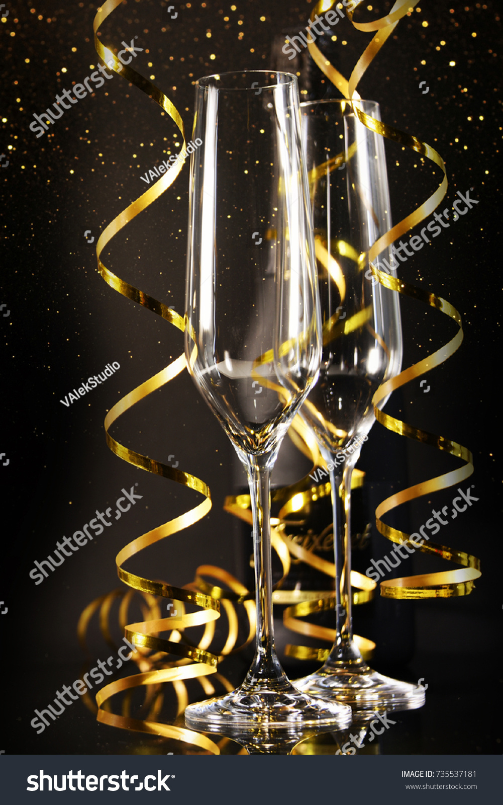 Champagne on the black background #735537181