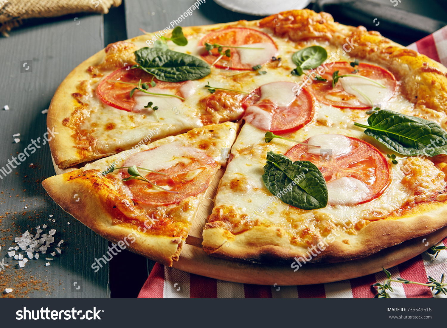 Italian Pizza Restaurant Menu - Classic Margarita Pizza. Pizza Dinner #735549616
