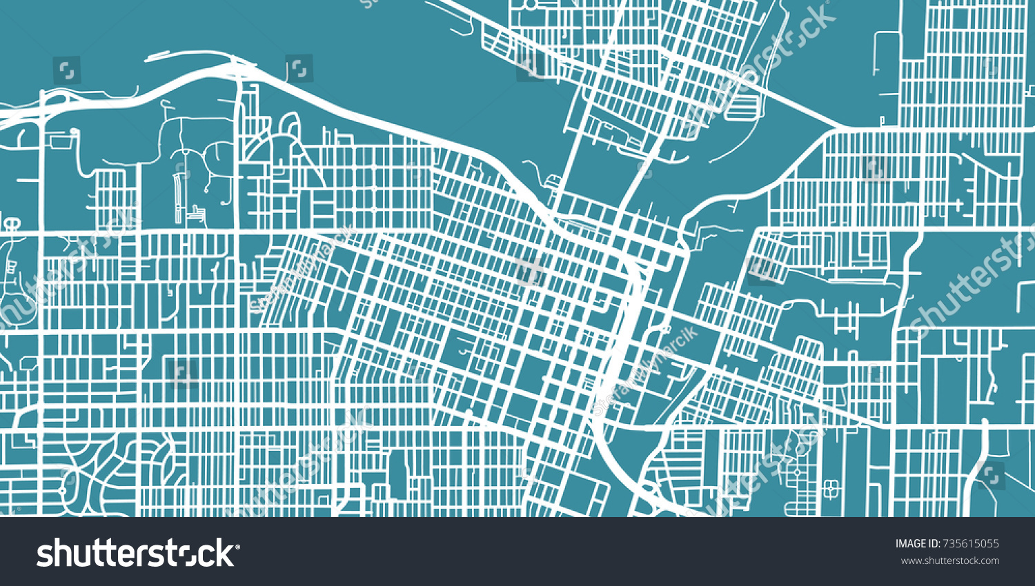 Detailed vector map of Topeka, scale 1:30 000, - Royalty Free Stock ...