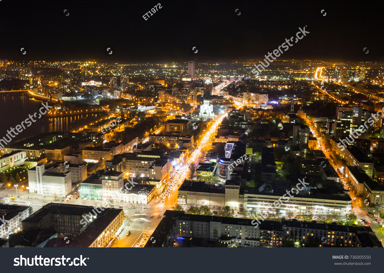 Panorama of the night Yekaterinburg. Russia #736005550