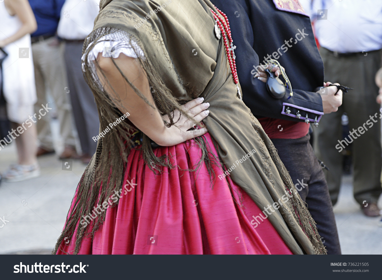 Detail of one of the folk costume of Valencia (Spain) #736221505