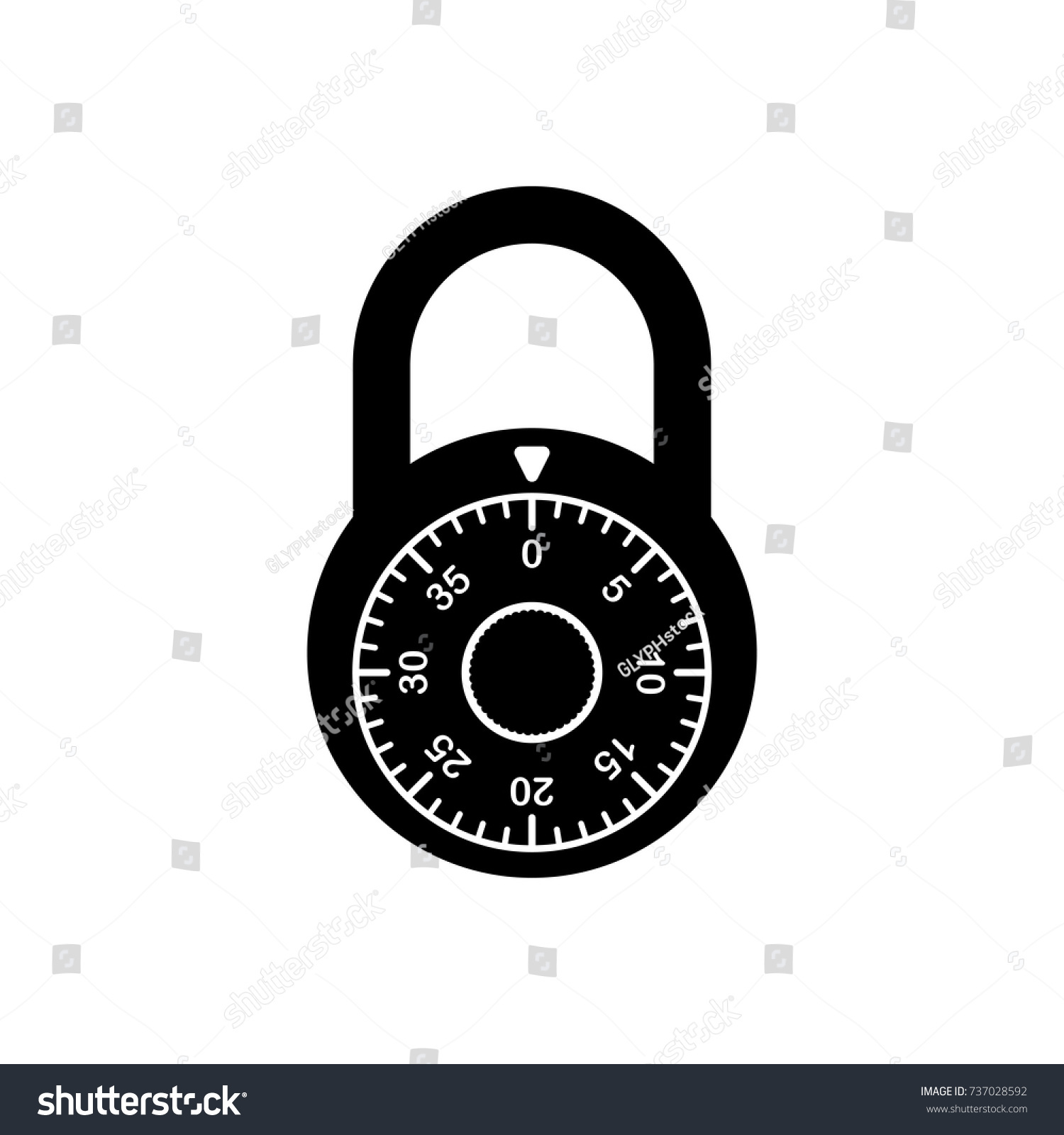 A simple combination lock icon in vector format. #737028592