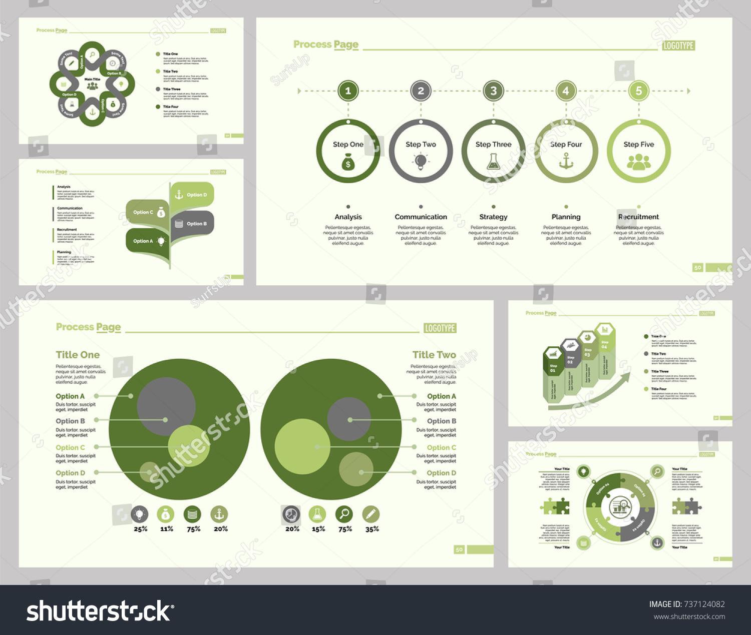 Six Statistic Slide Templates Set - Royalty Free Stock Vector 737124082 ...