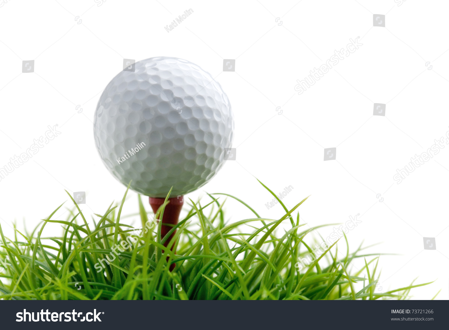 Golf ball on green grass, selective focus #73721266