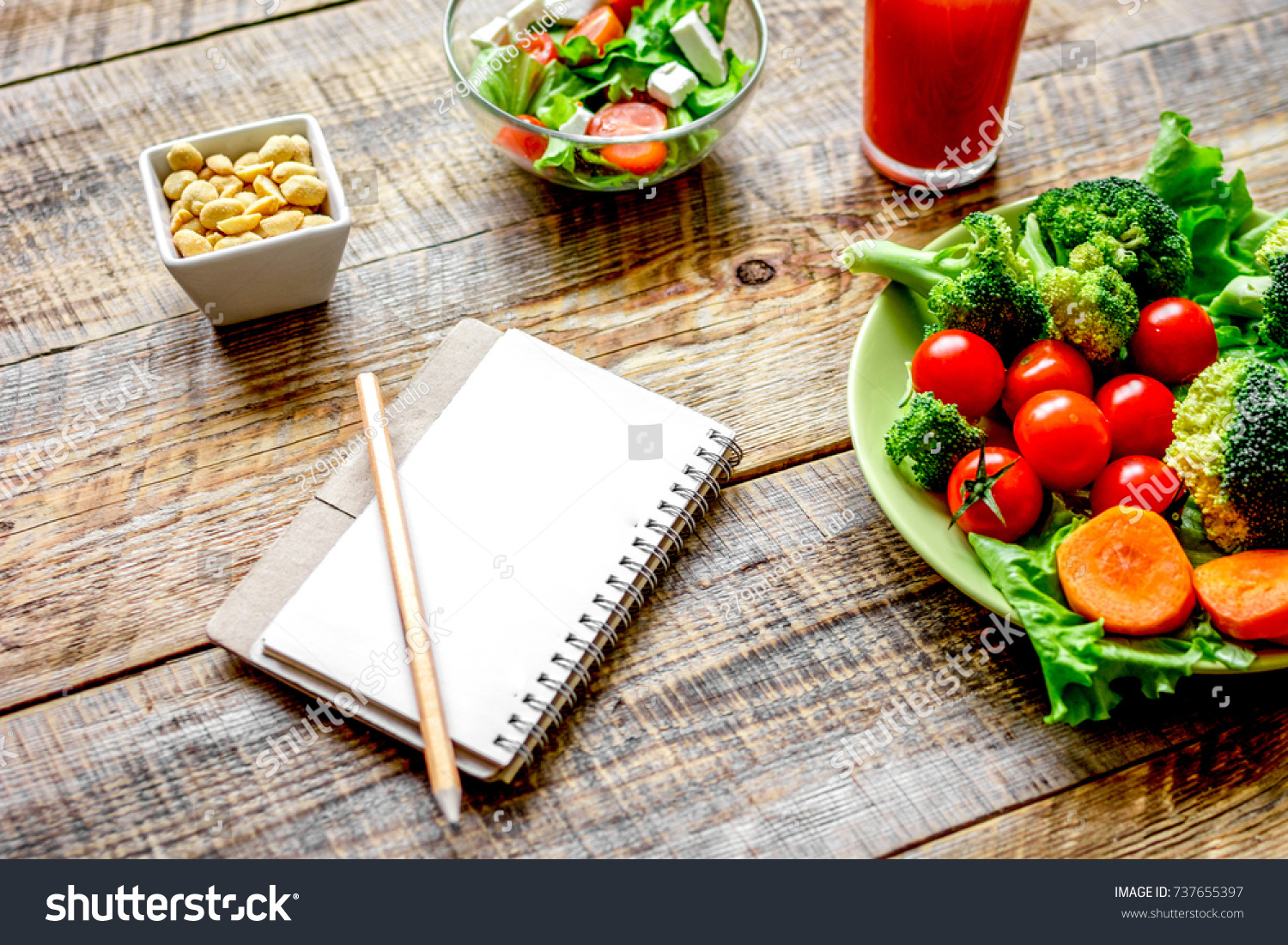 concept diet, slimming plan with vegetables mock up #737655397