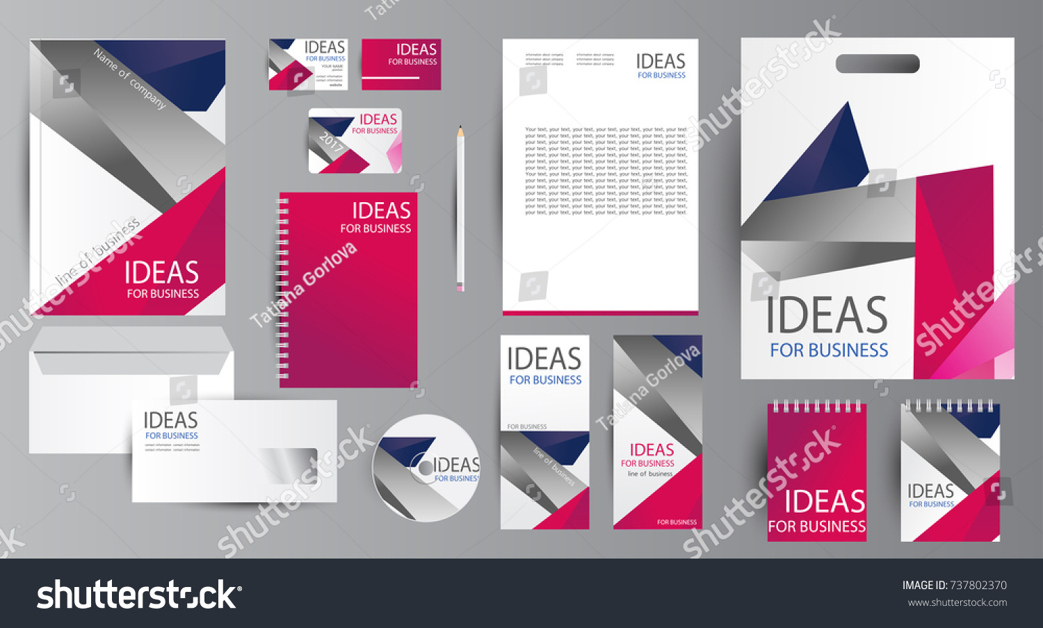 Corporate identity template design. Business stationery. #737802370