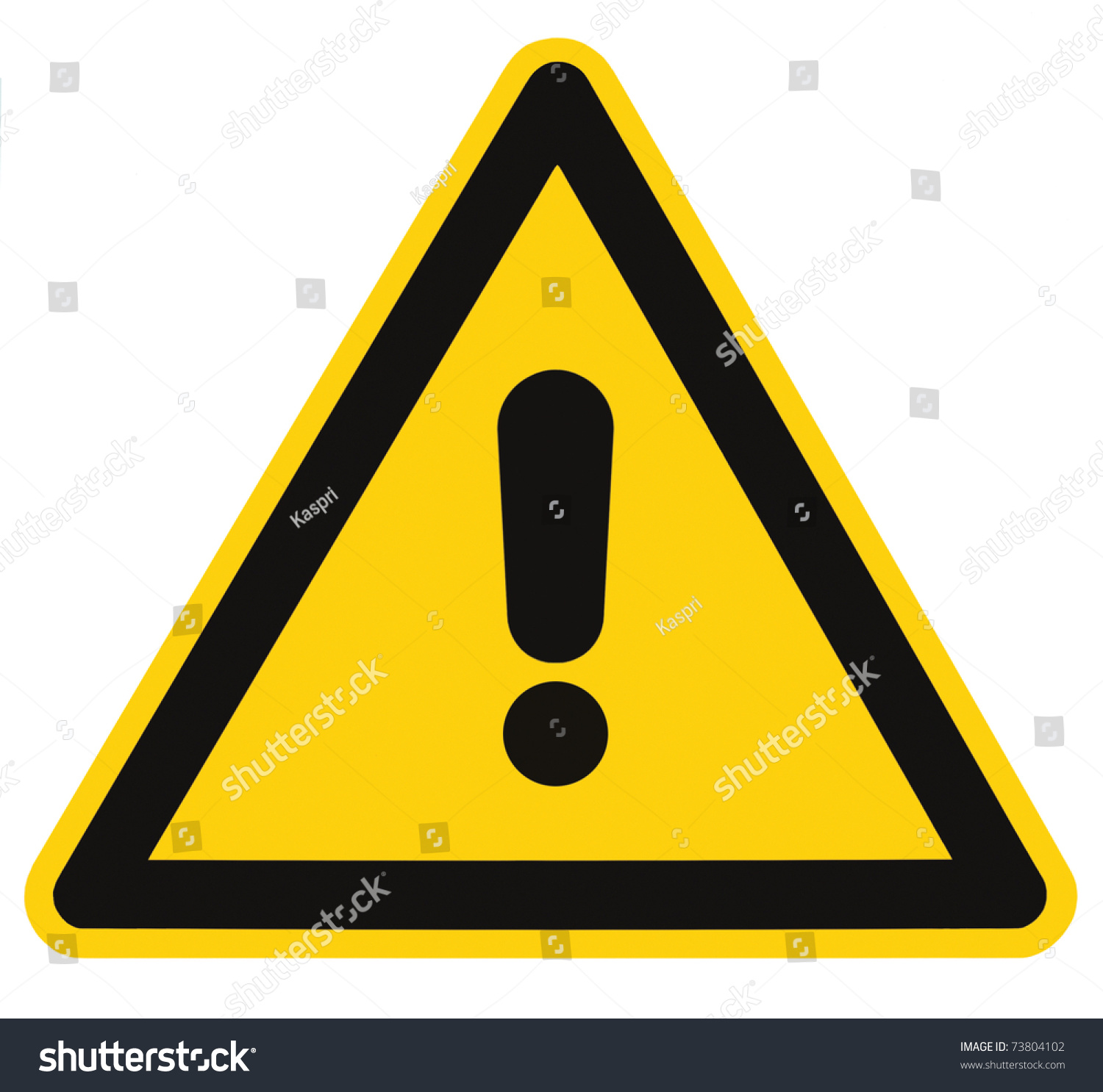Blank Other Danger And Hazard Sign, isolated, black general warning triangle over yellow, large macro #73804102