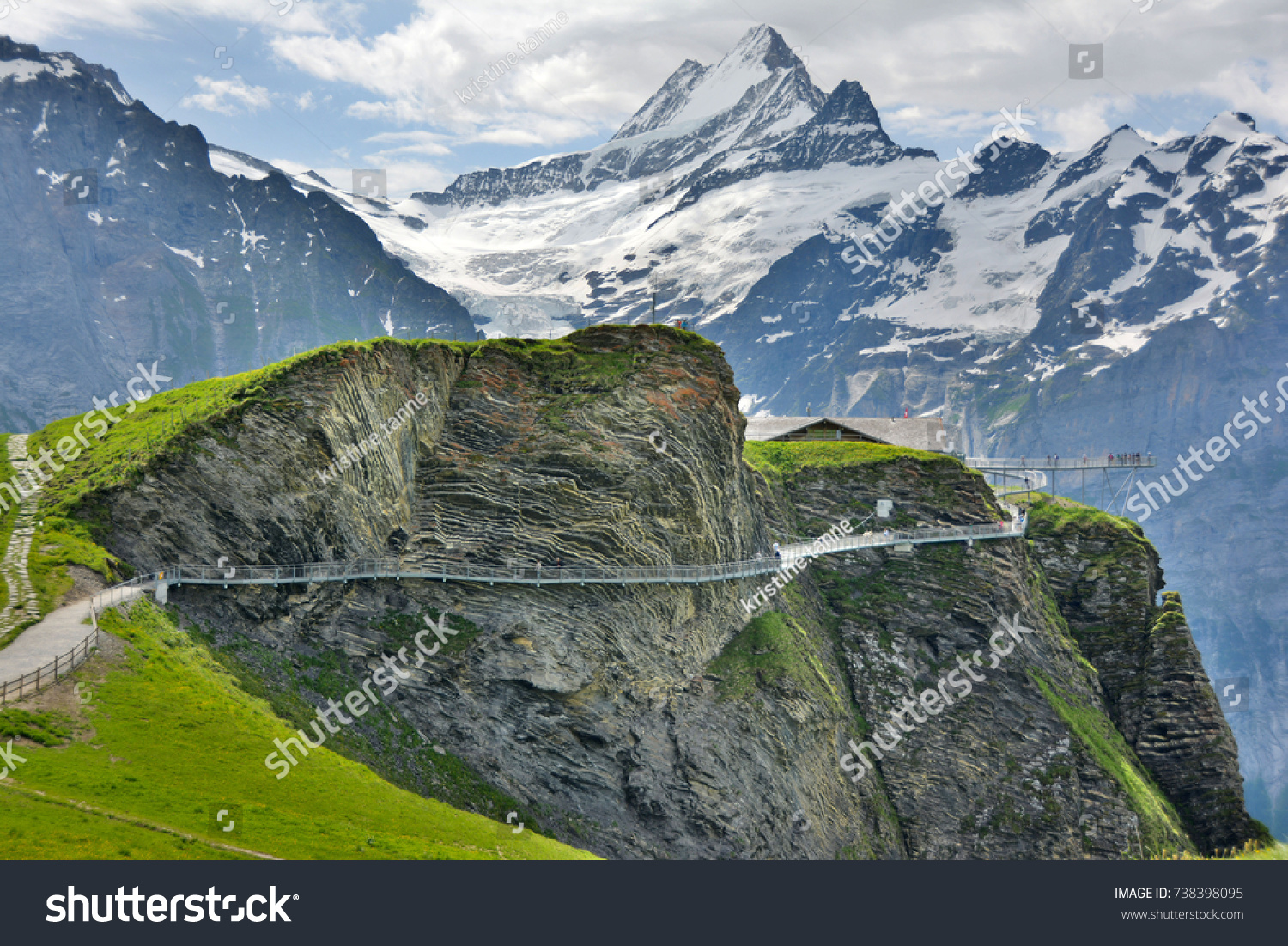First Cliff Walk by mountains in Switzerland #738398095