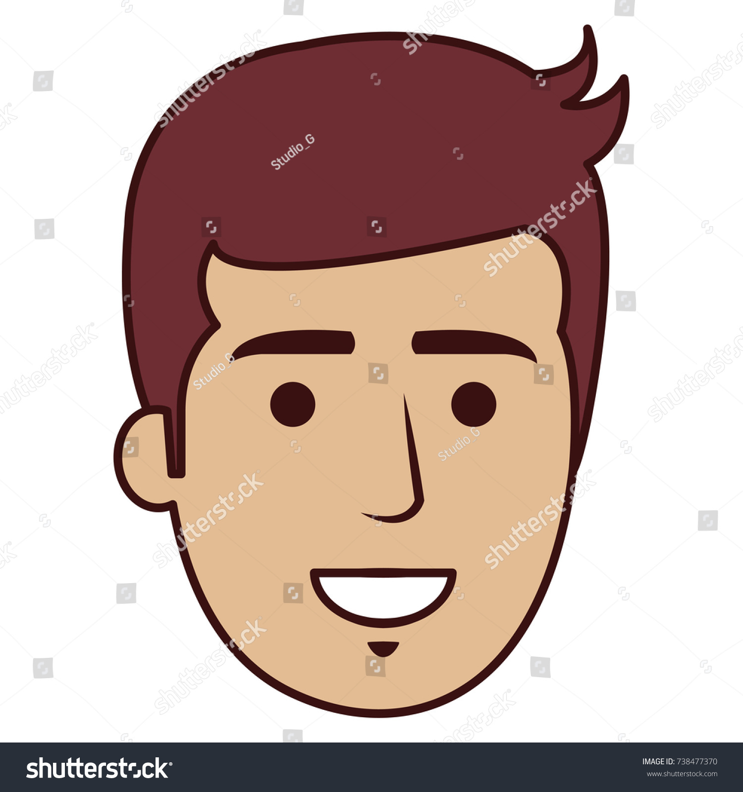 young man head avatar character - Royalty Free Stock Vector 738477370 ...