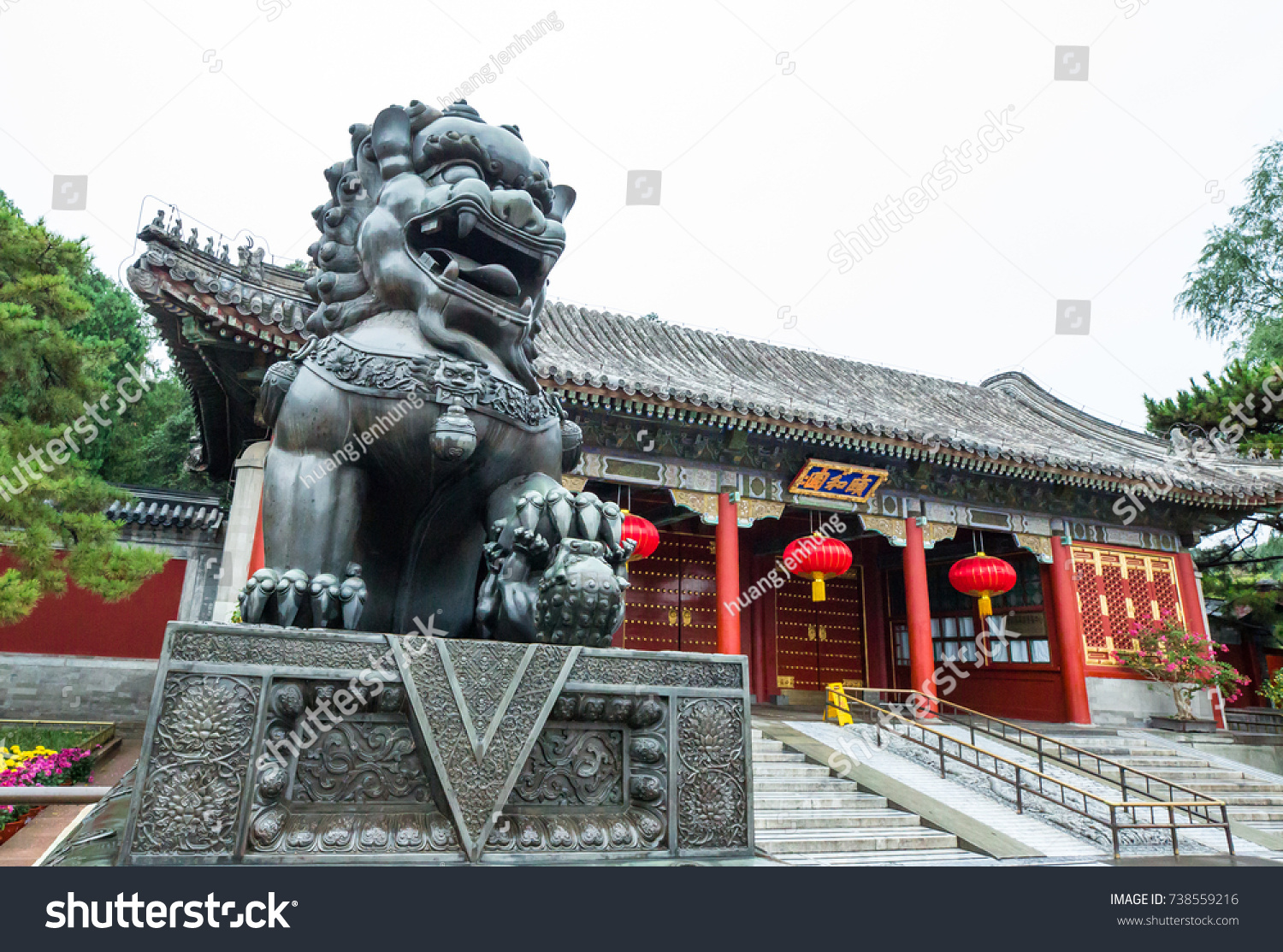 Bronze Lion Statue in Summer Palace, Beijing #738559216