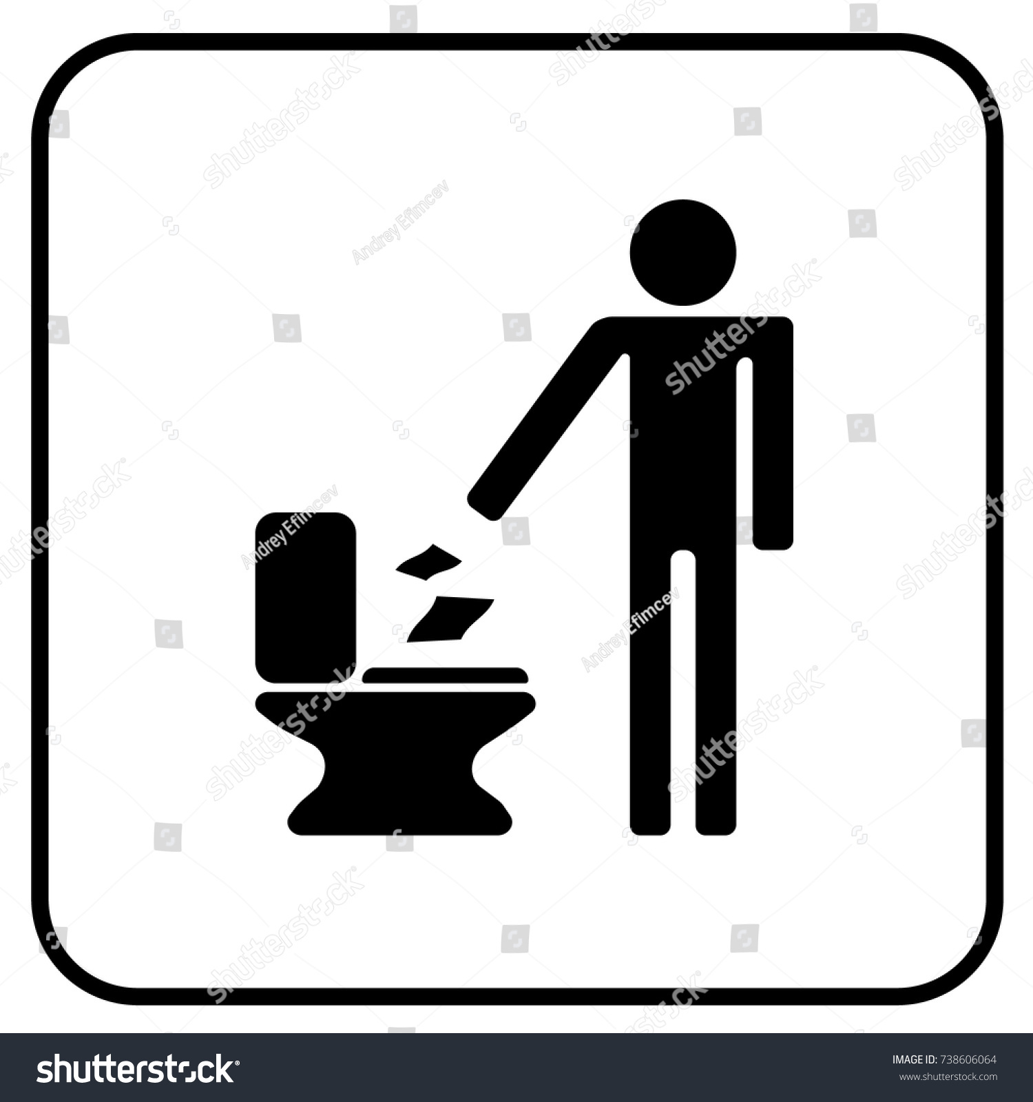 Throw Paper In The Toilet Sign White Vector Royalty Free Stock