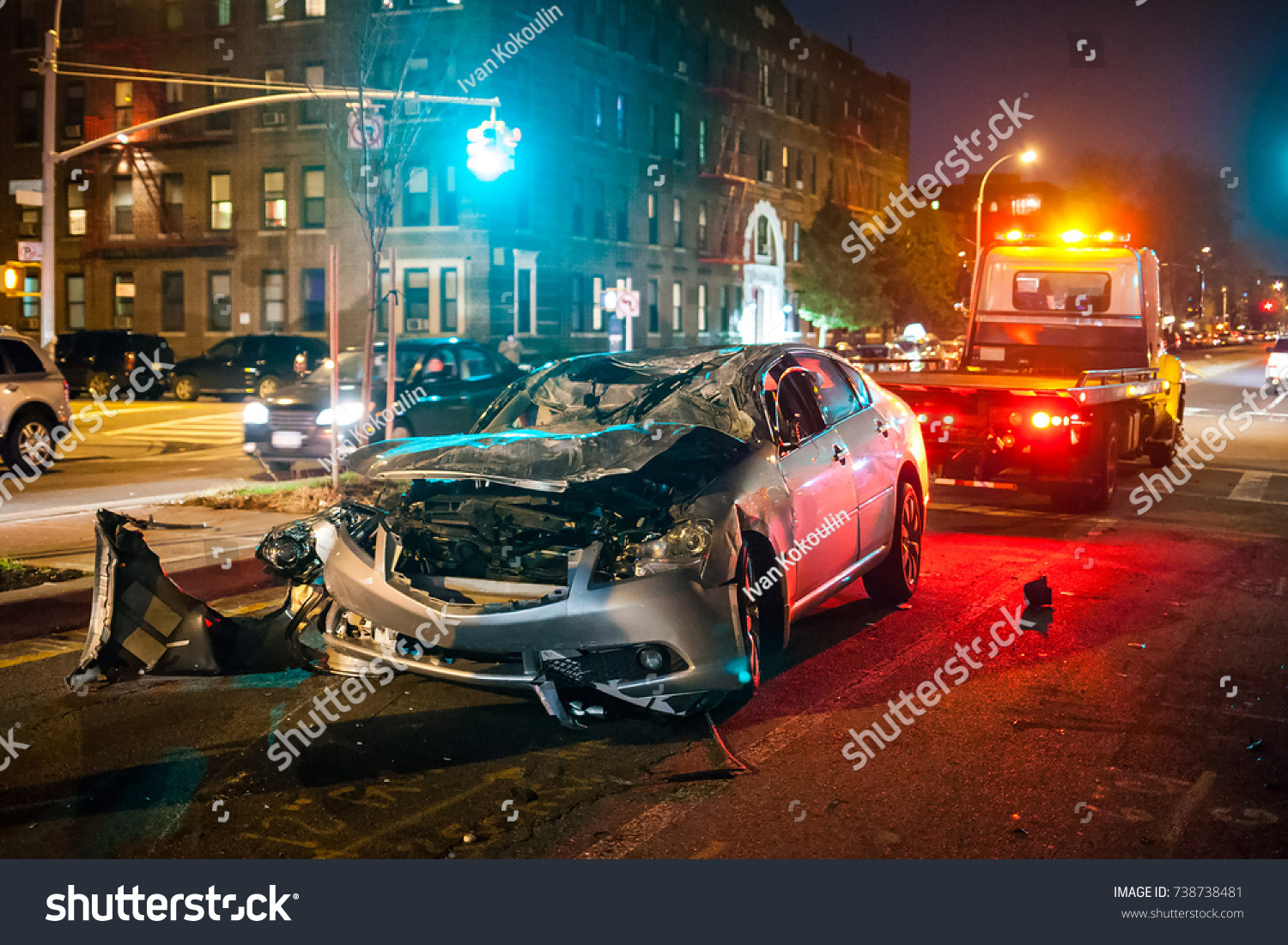 Car crash night city rescue emergency service #738738481