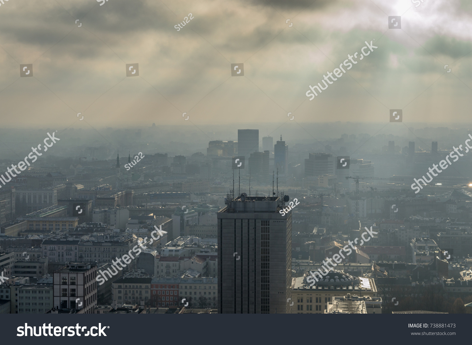 Warsaw Cityscape: Dramatic Light  #738881473